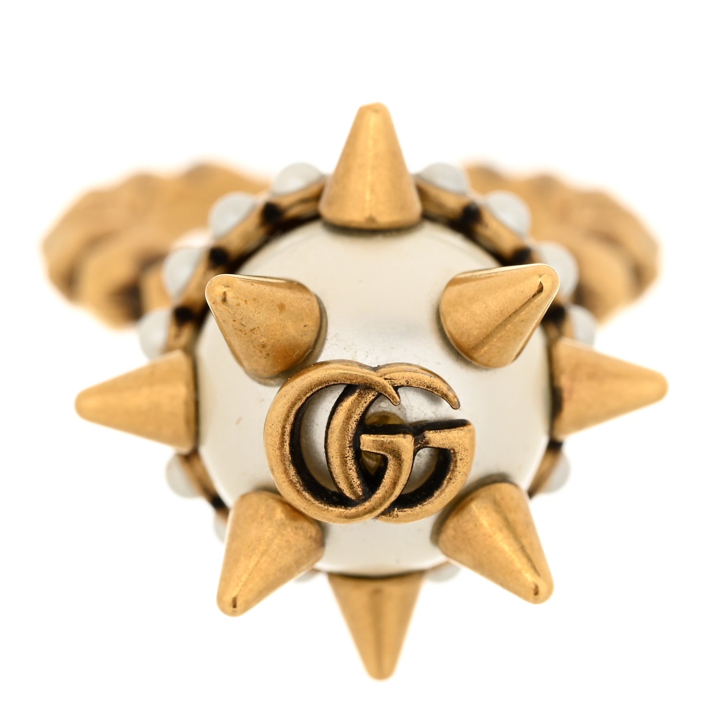 Metal Pearl Spike Studded Ring XS Aged Gold