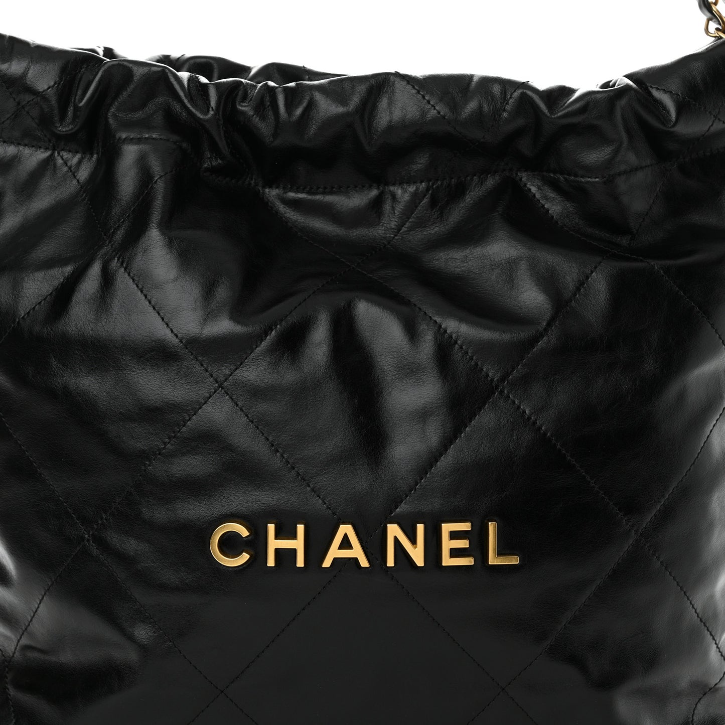 Shiny Calfskin Quilted Small Chanel 22 Black