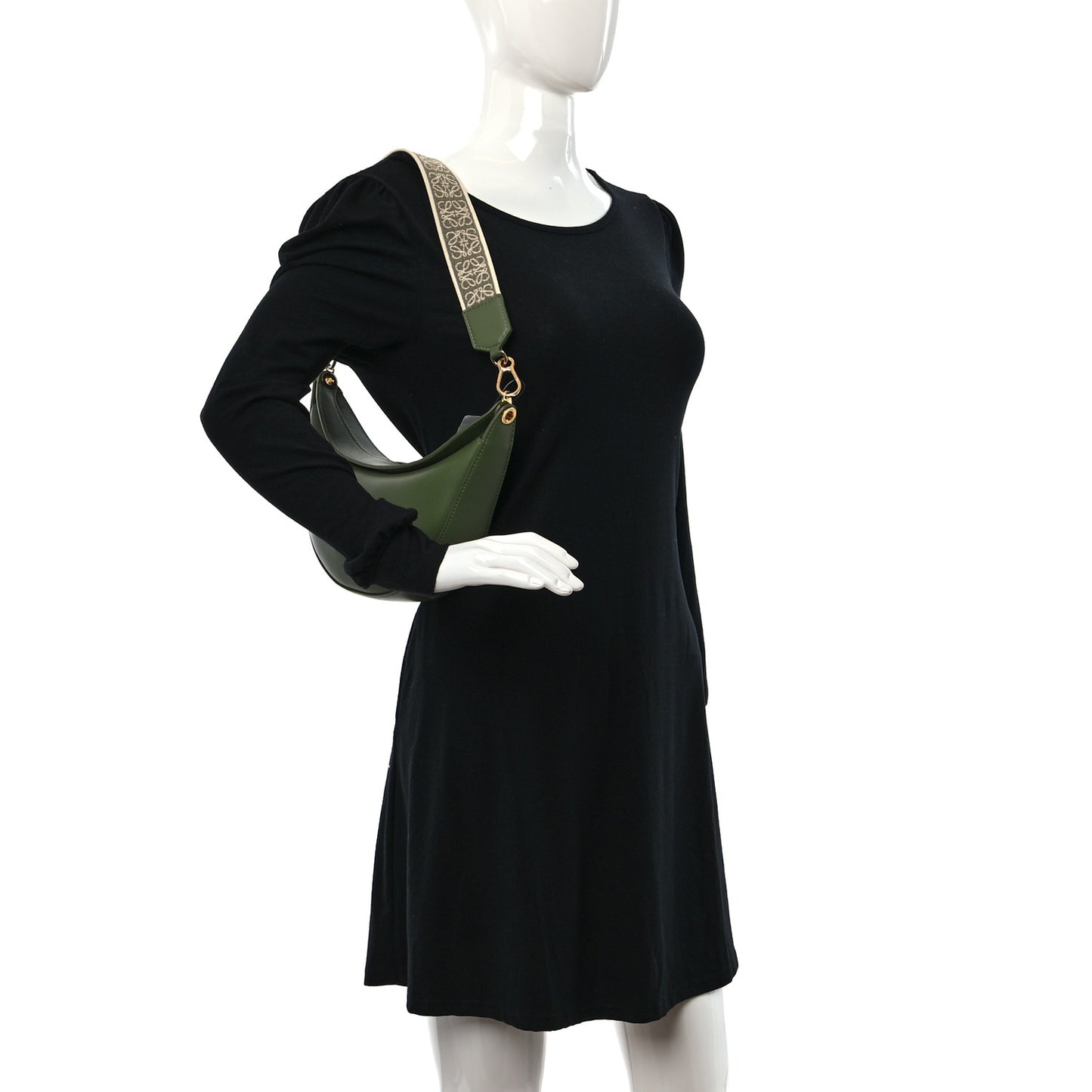 Satin Calfskin Jacquard Small Luna Bag Avocado Green