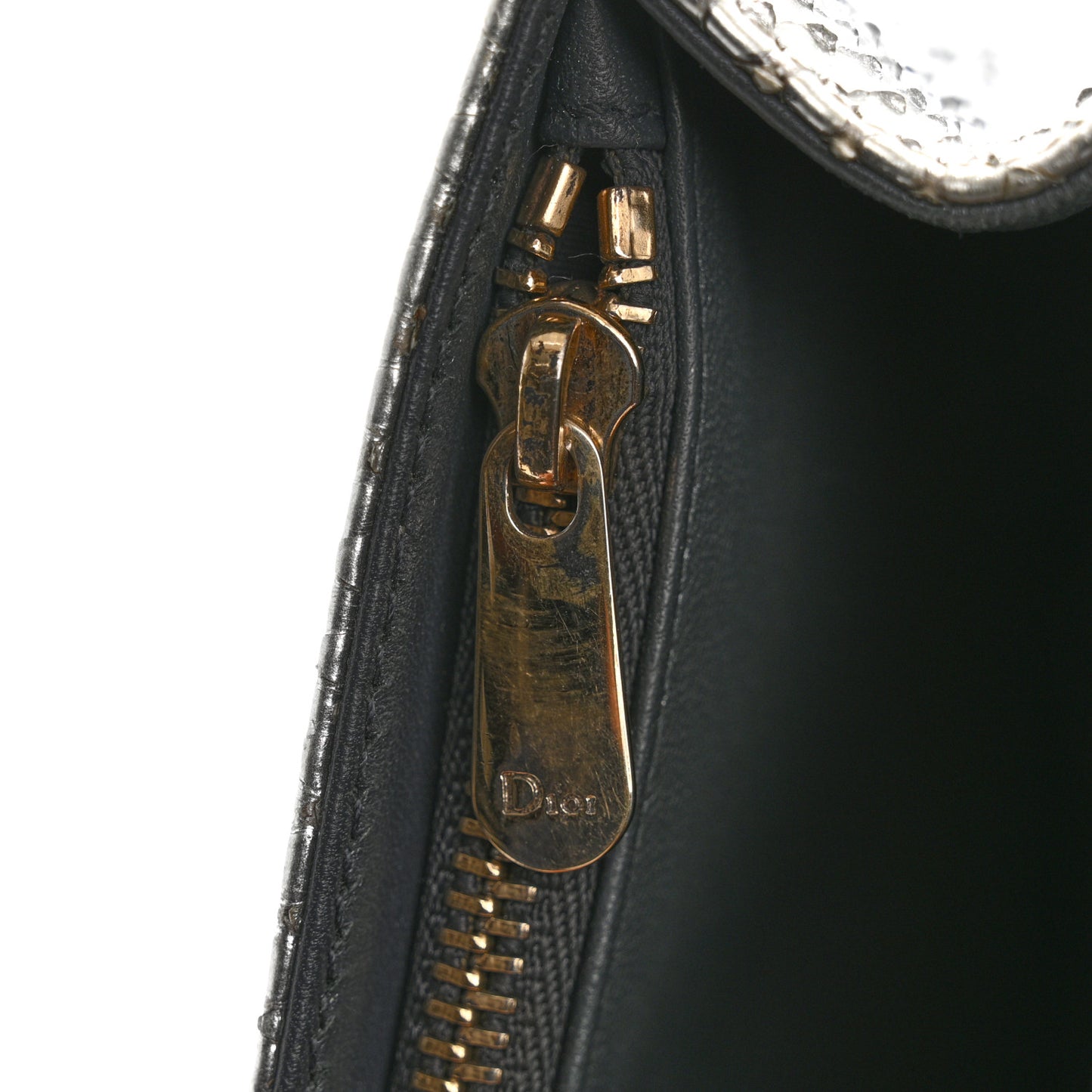 Snakeskin Diorama Wallet on Chain Pouch Silver