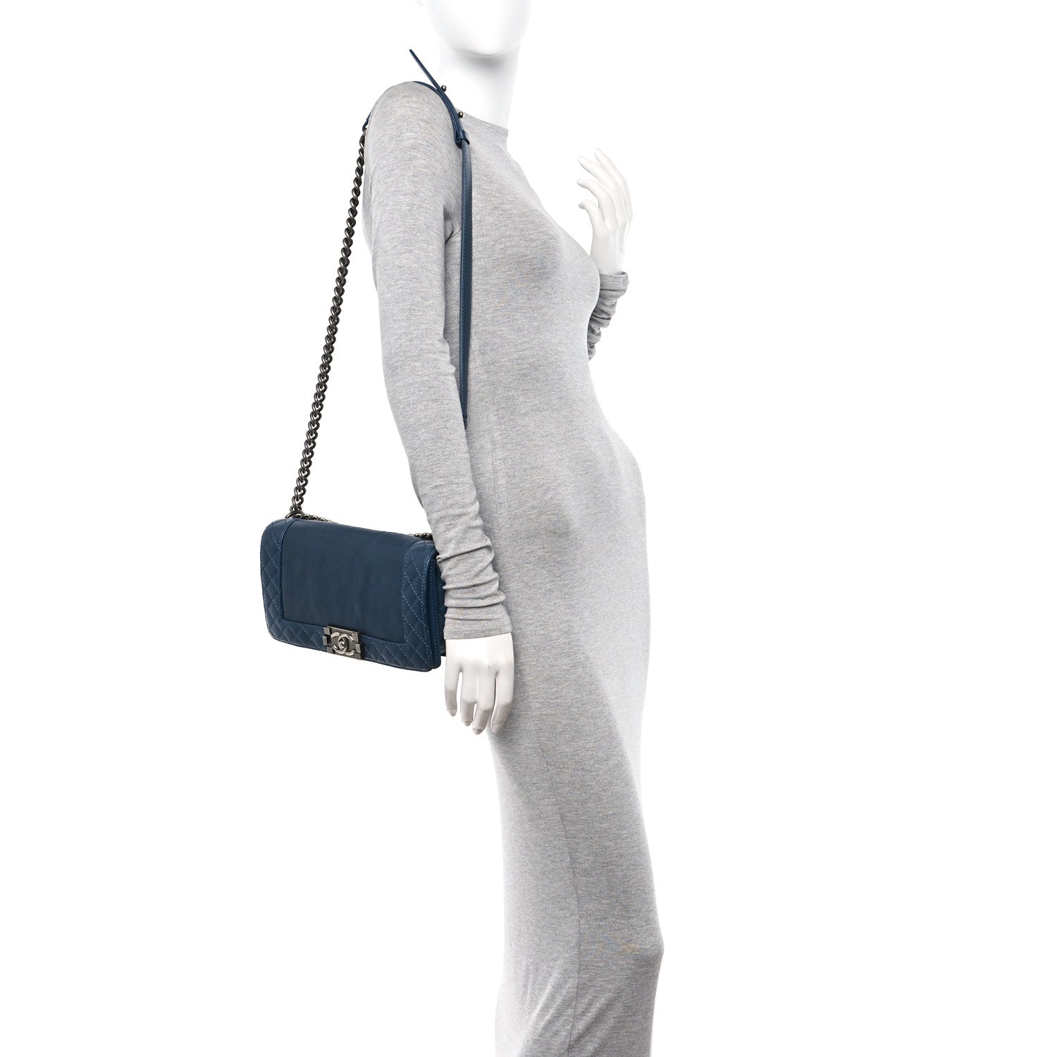 Chanel Calfskin Medium Boy Reverso Flap Blue 2 of 12