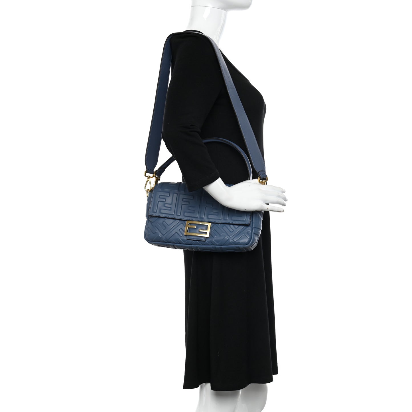 Nappa FF 1974 Embossed Baguette Mirto