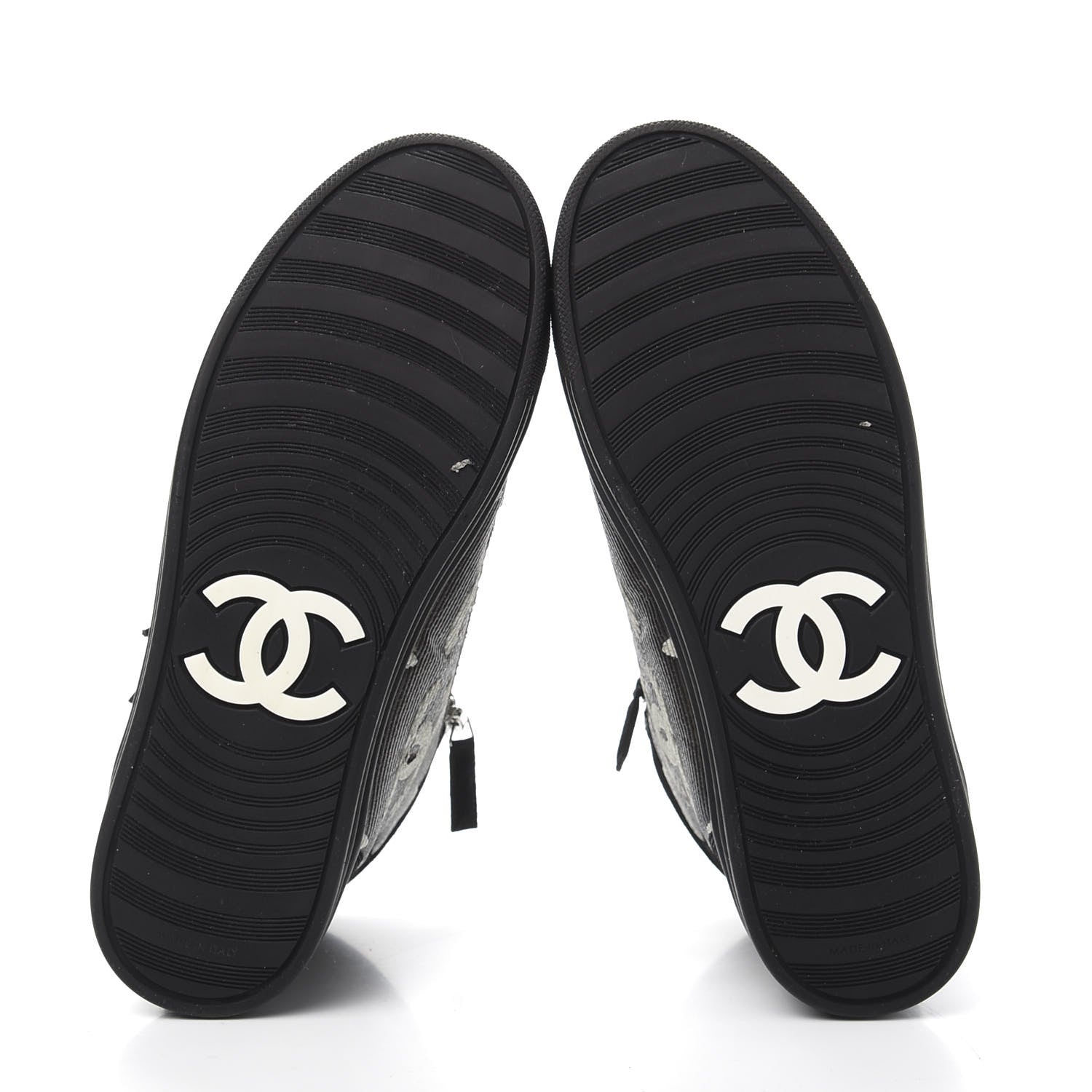 Chanel Canvas Suede CC Star Zipped High Top Sneakers 37 Black 5 of 8