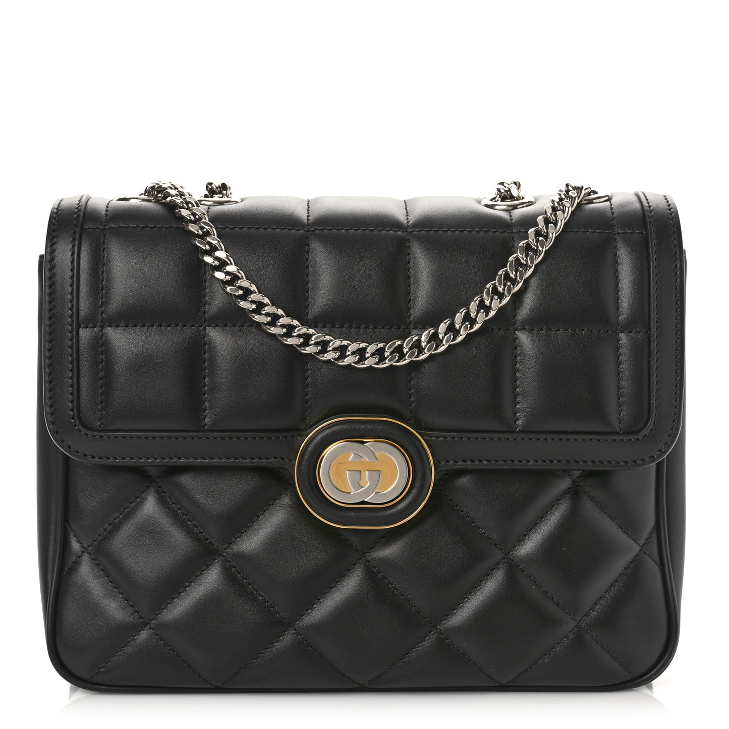 Calfskin Quilted Small Deco Shoulder Bag Black