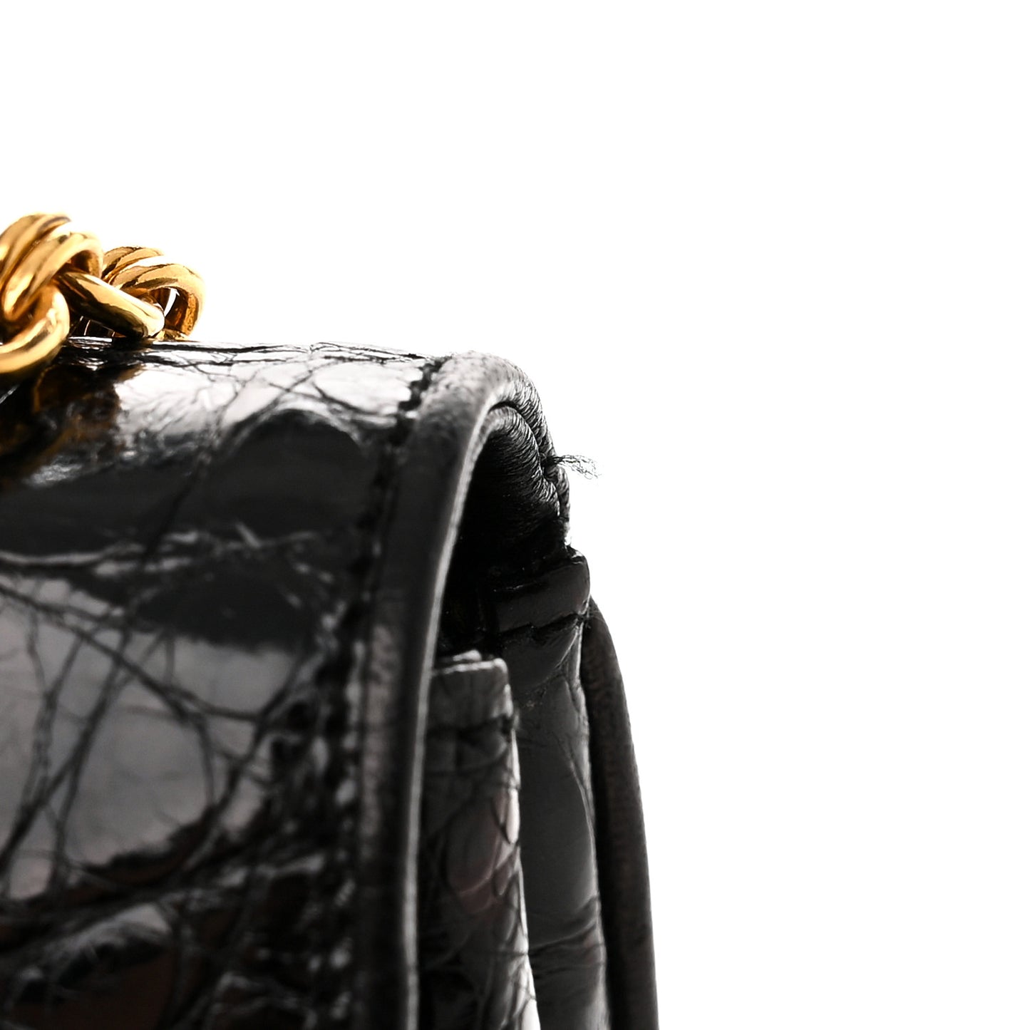 Shiny Crocodile Flap Black