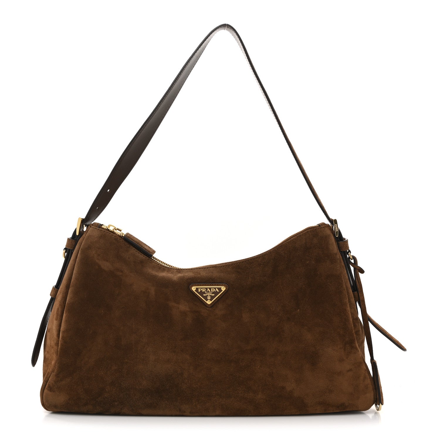 Prada Scamosciato Suede Large Aimee Shoulder Bag Cacao 1777337