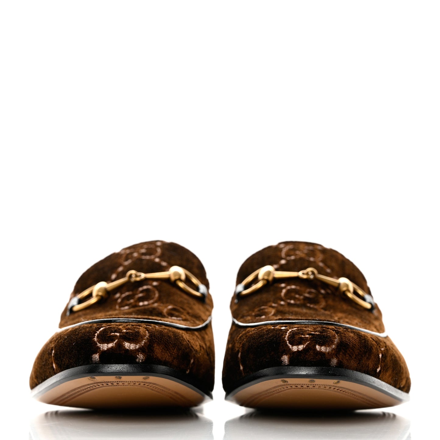 Velvet GG Monogram Horsebit Mens Jordaan Loafers 10 Brown Beige