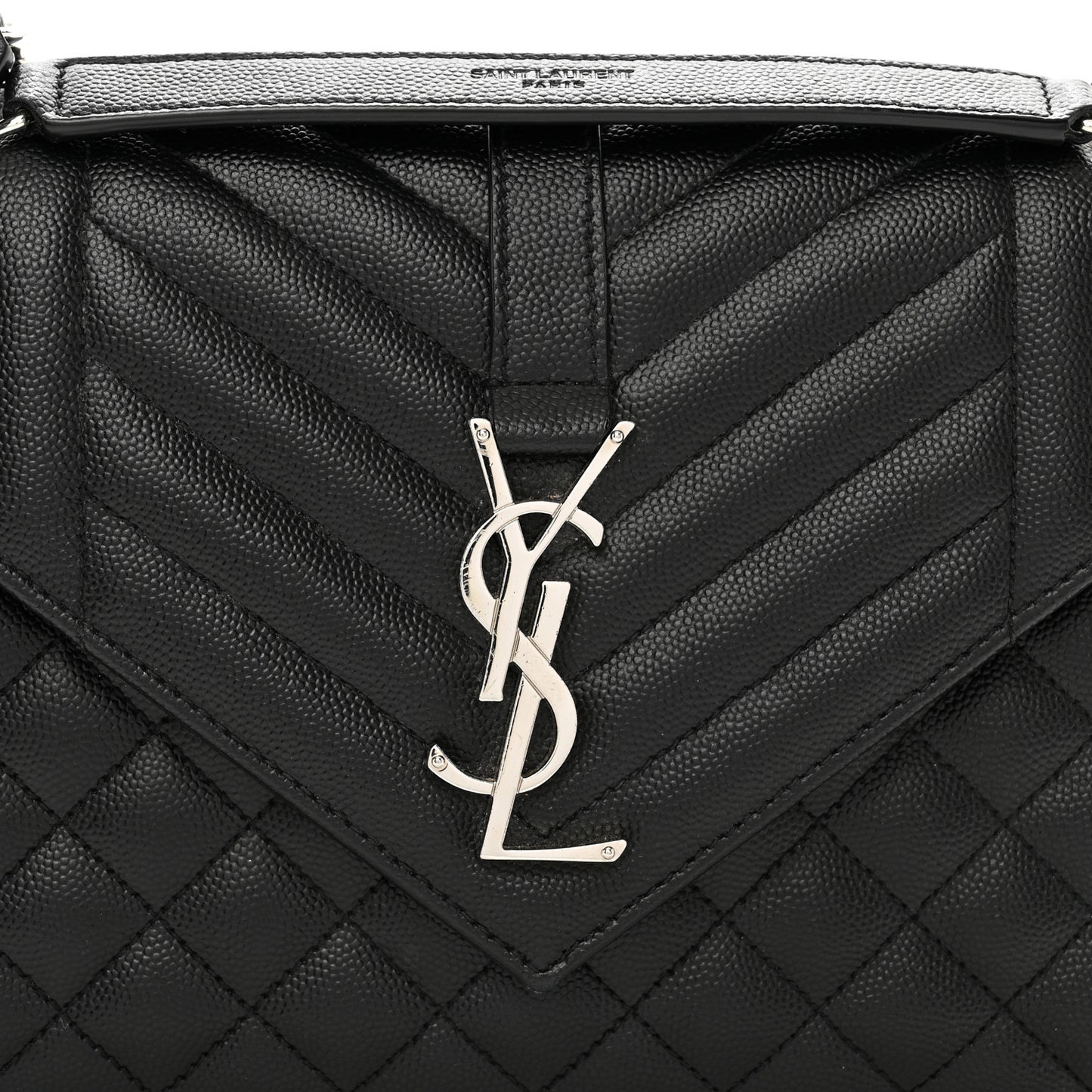 Grain De Poudre Textured Mixed Matelasse Triquilt Medium Monogram Satchel Black