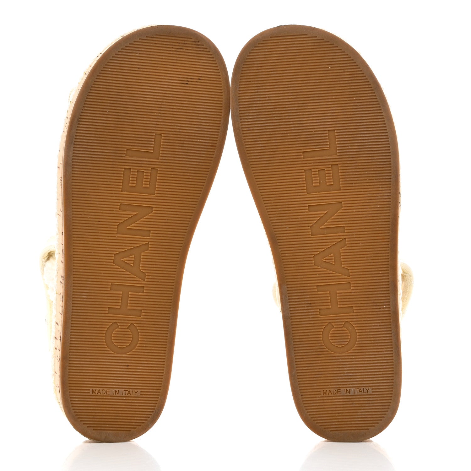 Chanel Cord Lambskin Quilted Logo Sandals 37 White 5 of 8