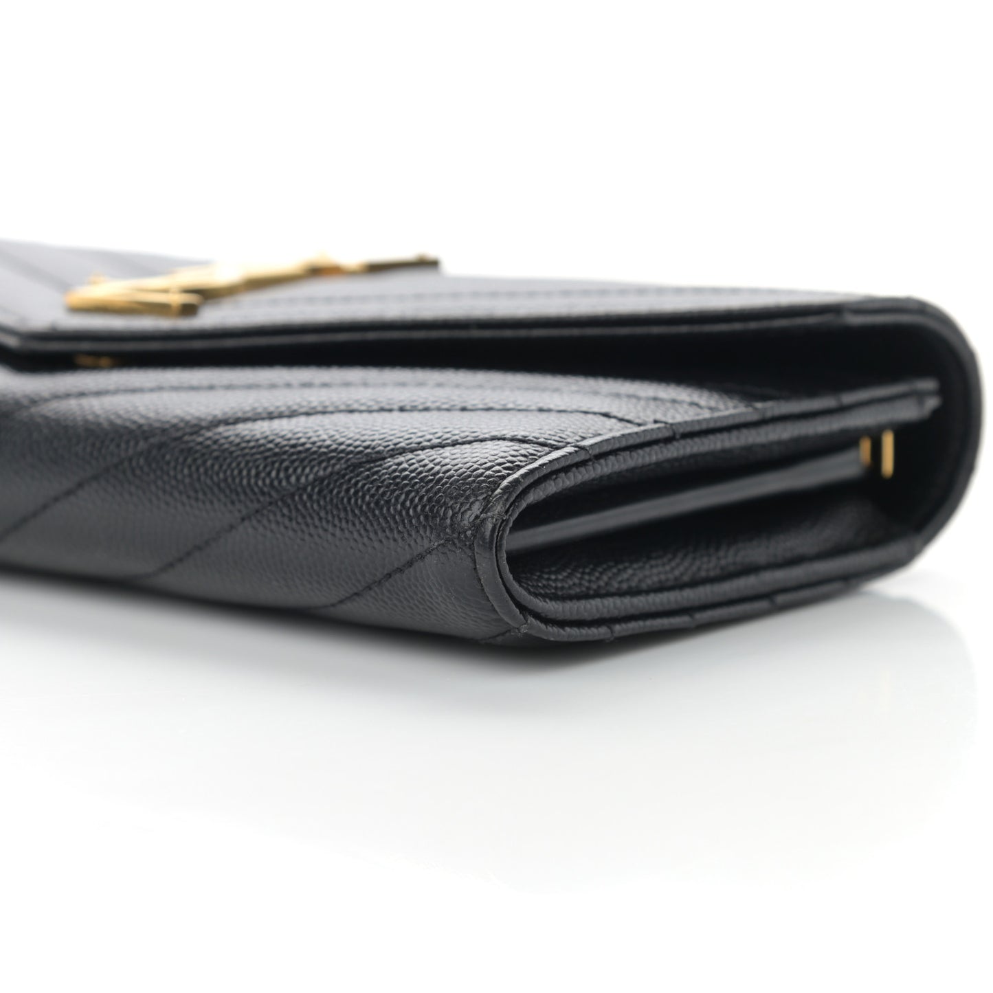 Grain De Poudre Matelasse Chevron Monogram Flap Wallet Black
