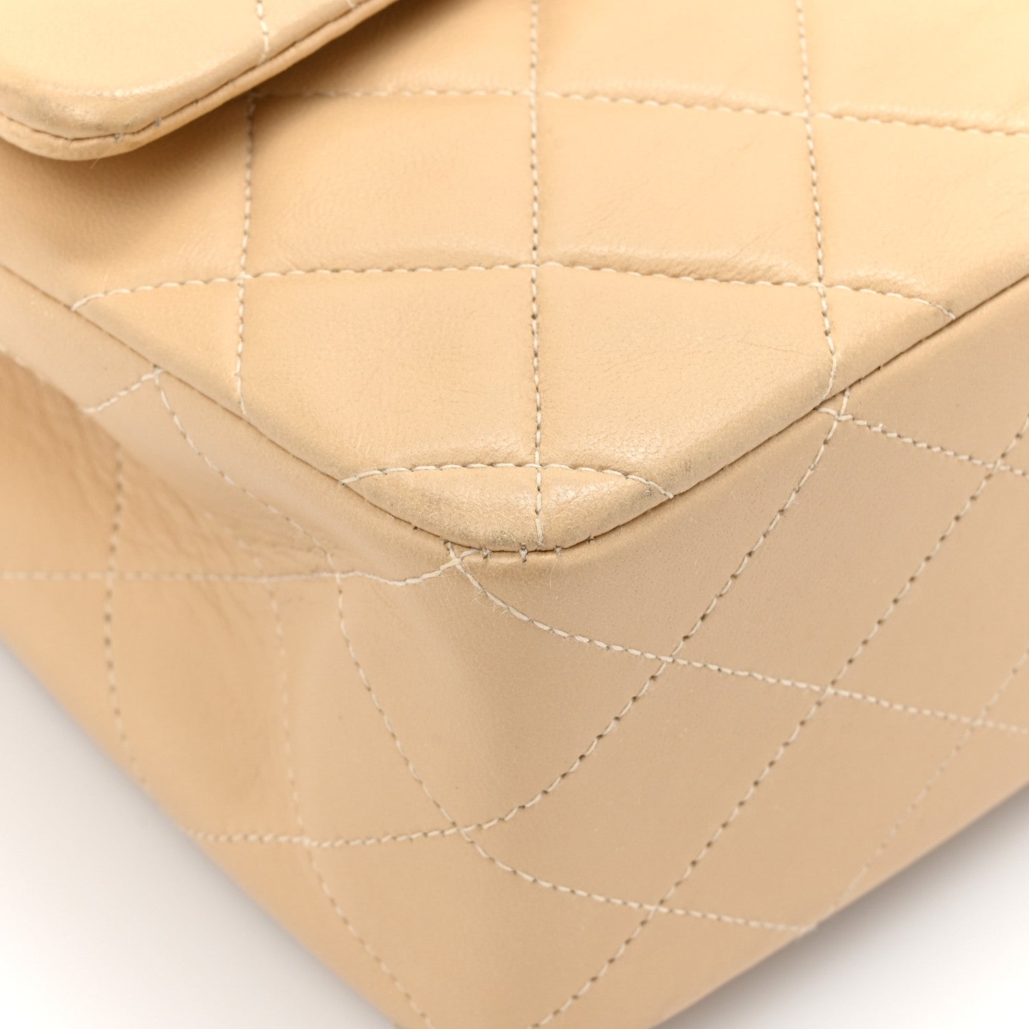 Chanel Lambskin Quilted Medium Double Flap Beige 16 of 17