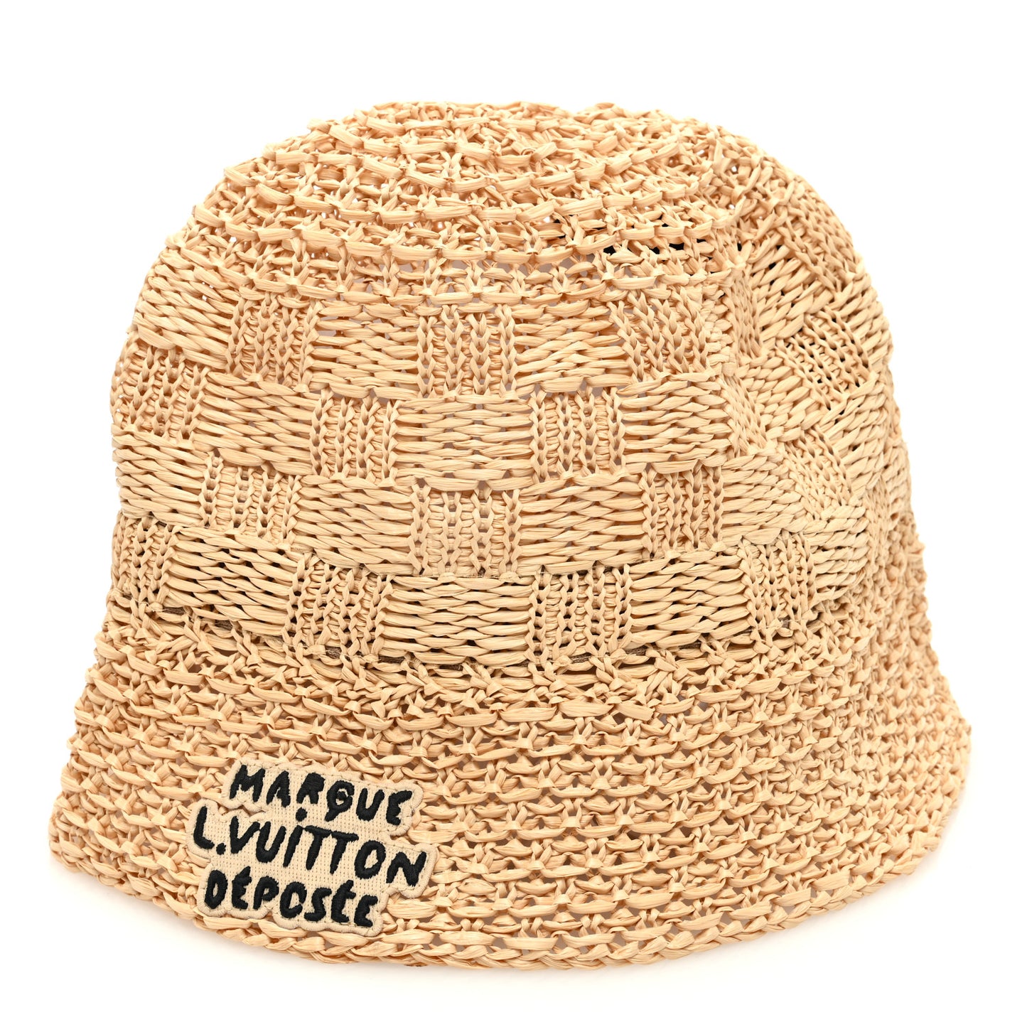 Damier Raffia Woven Hat L Natural