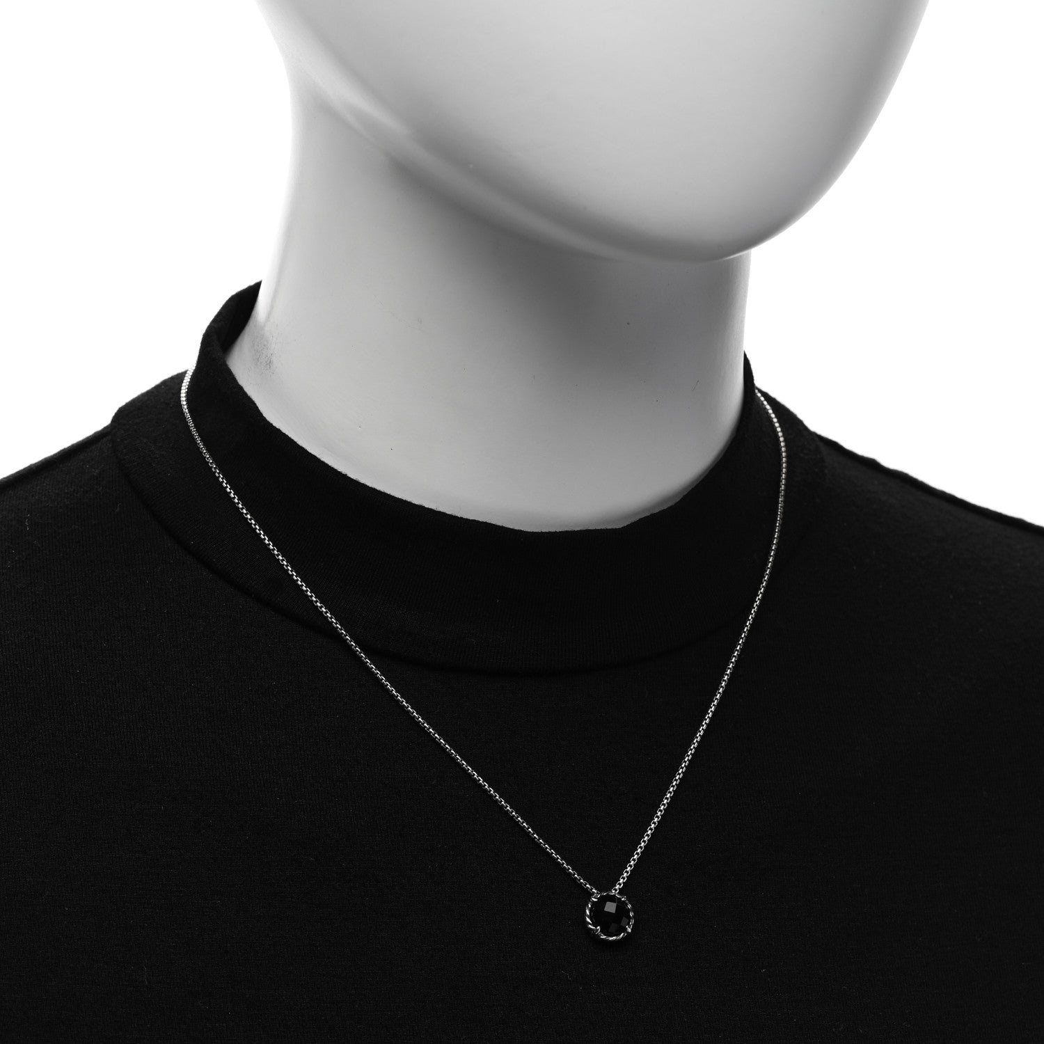 David Yurman Sterling Silver Black Onyx 8mm Petite Chatelaine Pendant Necklace 2 of 4