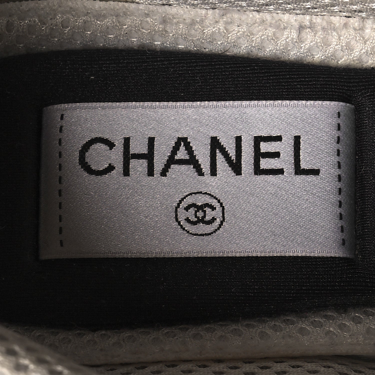 Chanel Mesh Suede Calfskin Grained Calfskin Womens CC Sneakers 35 Black White 7 of 11