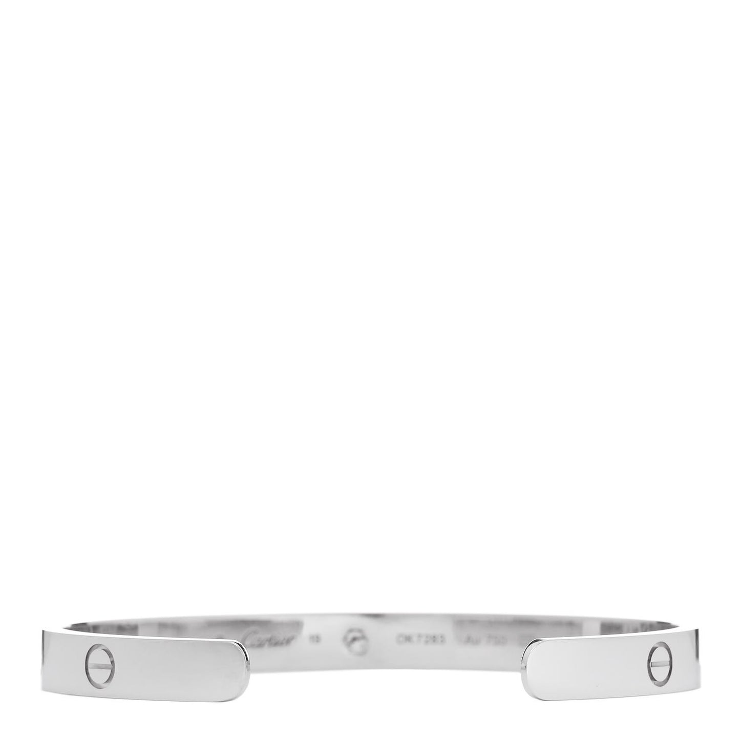 18K White Gold 1 Diamond LOVE Cuff Bracelet 19
