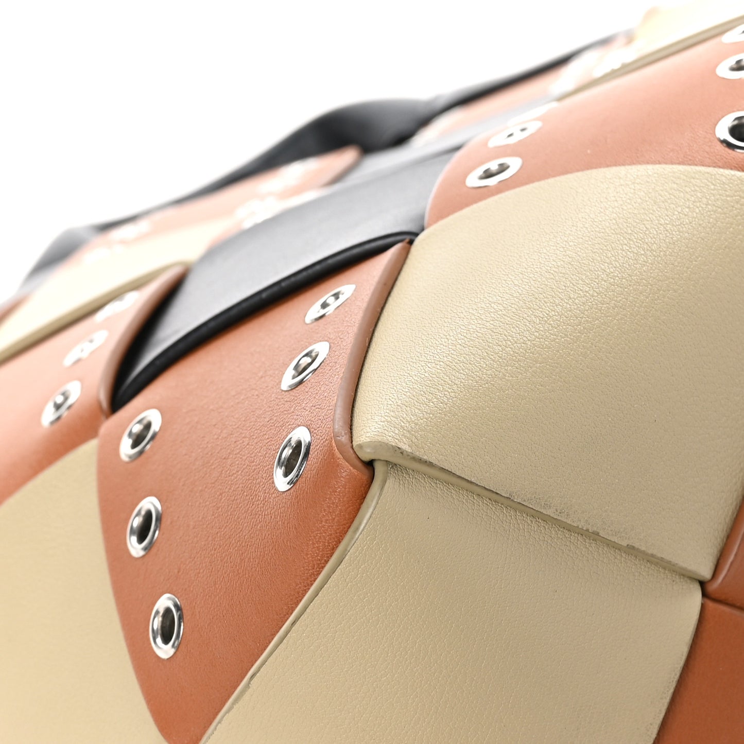Calfskin Woven Studded Basket Surplus Bag Multicolor