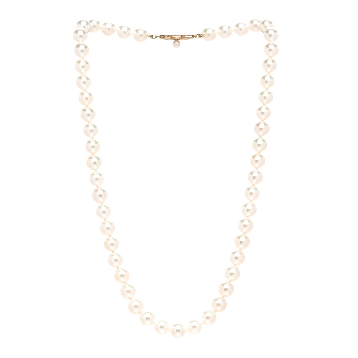 18K Yellow Gold Akoya Pearl 7-8mm Strand Necklace 16"