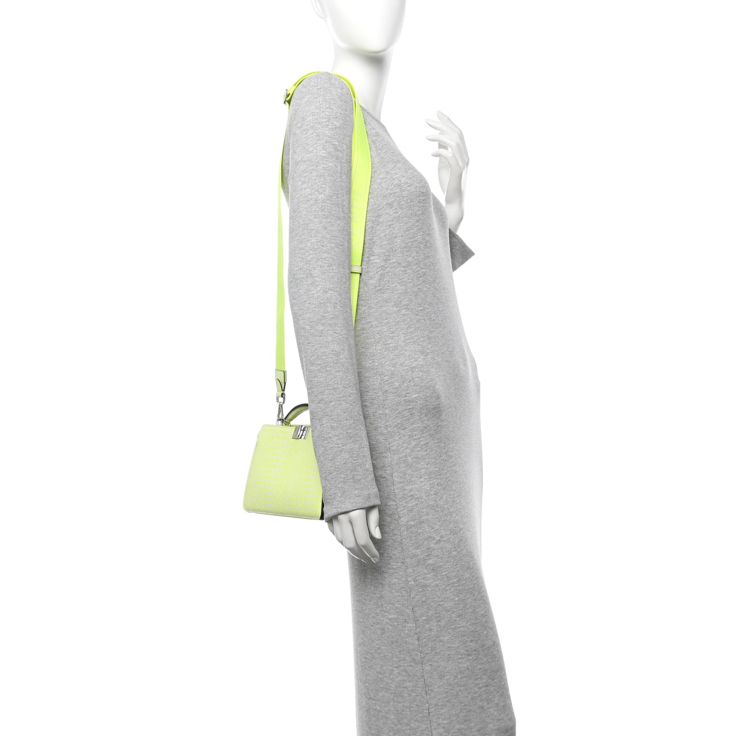 X MARC JACOBS Vitello King Cover Micro Fendi Roma Embossed Peekaboo I See U X Cross Satchel Neon Yellow