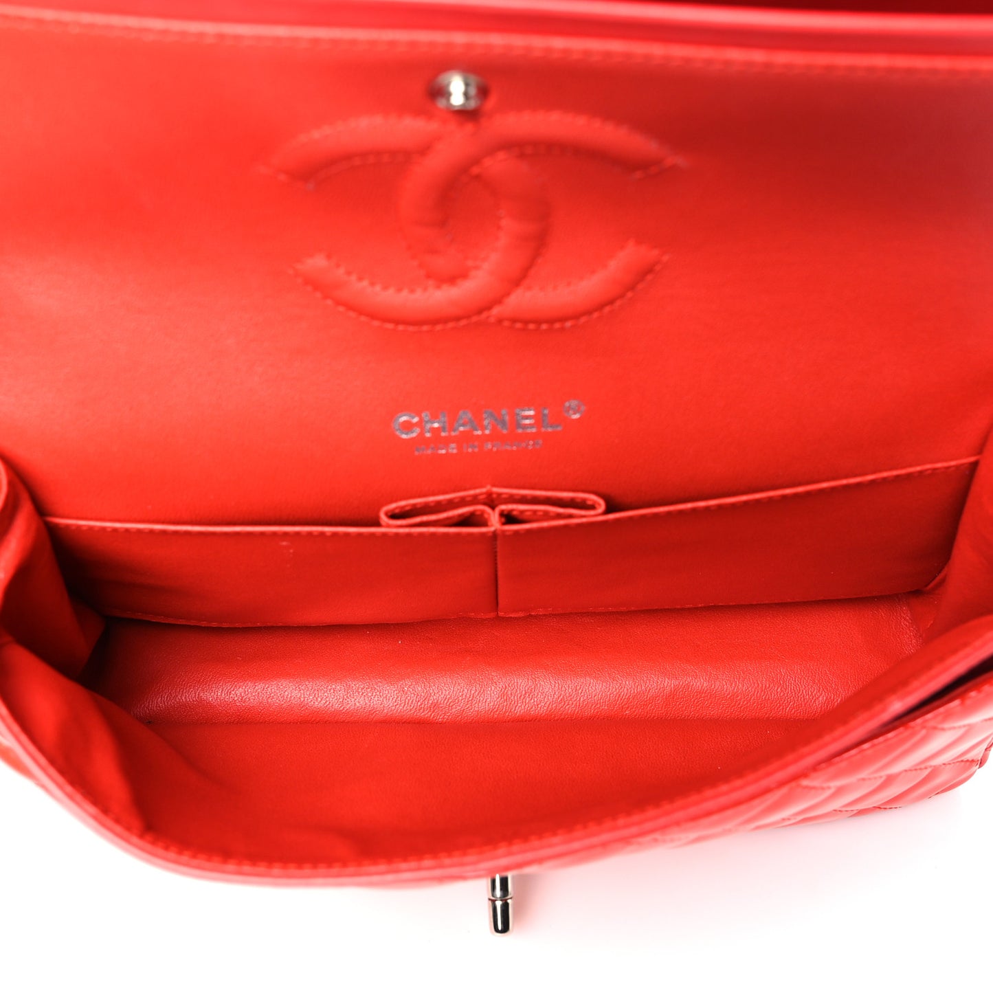 Patent Quilted Medium Double Flap Red