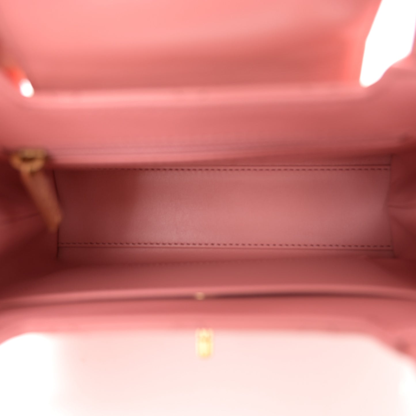 Shiny Aged Calfskin Quilted Nano Kelly Shopper Coral Pink