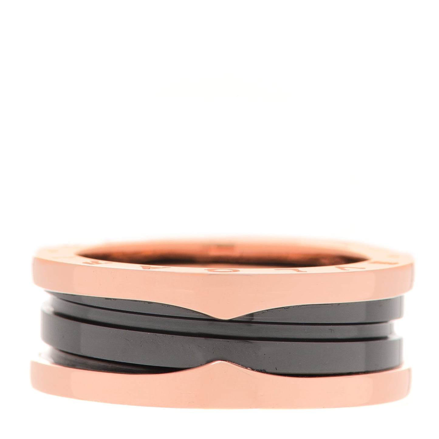 18K Rose Gold Black Ceramic B.Zero1 Two-Band Ring 57 8
