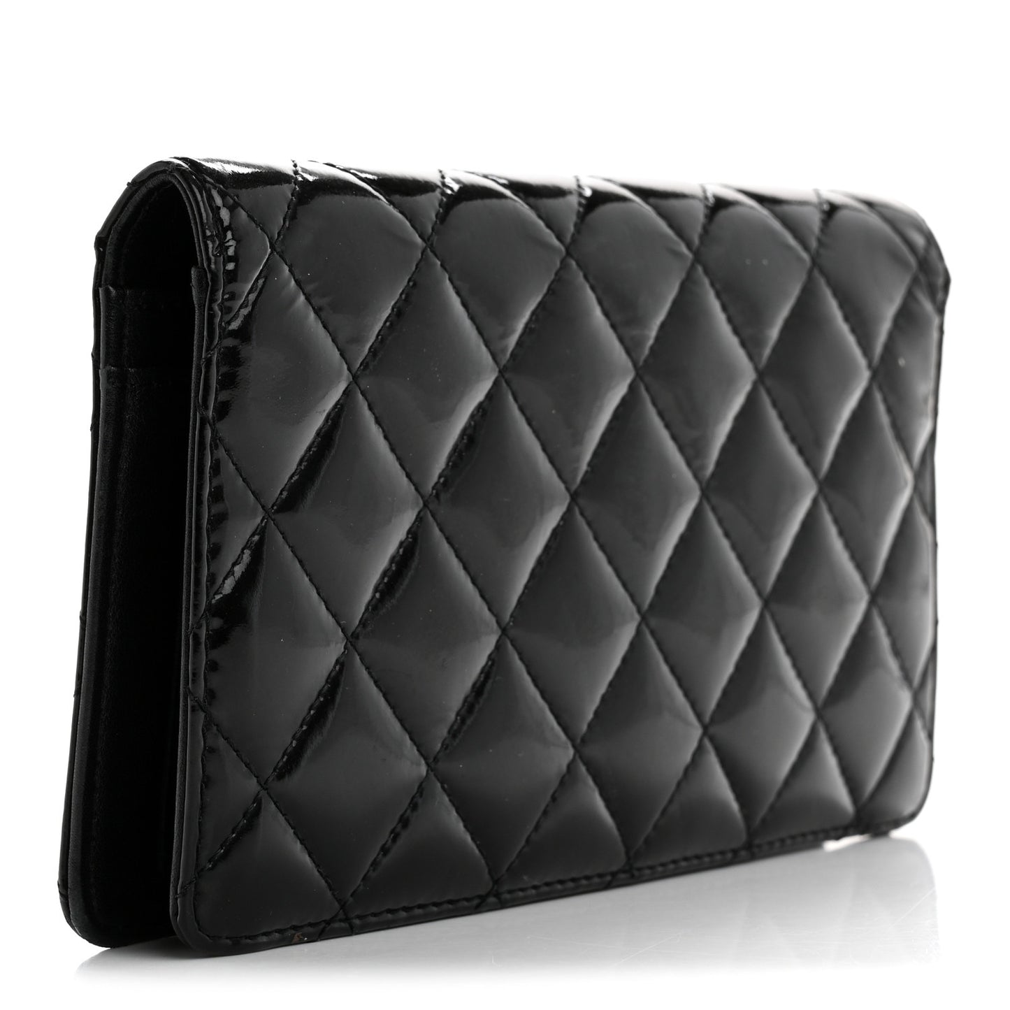 Patent Quilted Brilliant Yen Wallet Black