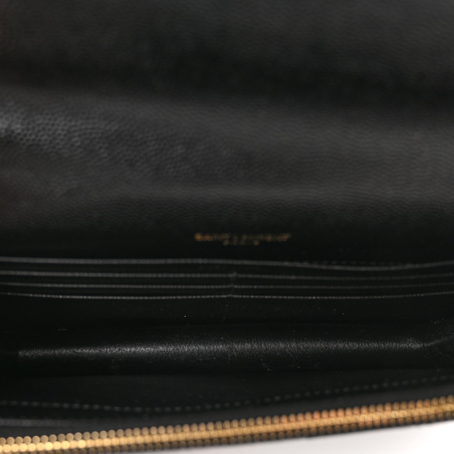 Grain De Poudre Matelasse Chevron Monogram Envelope Chain Wallet Black