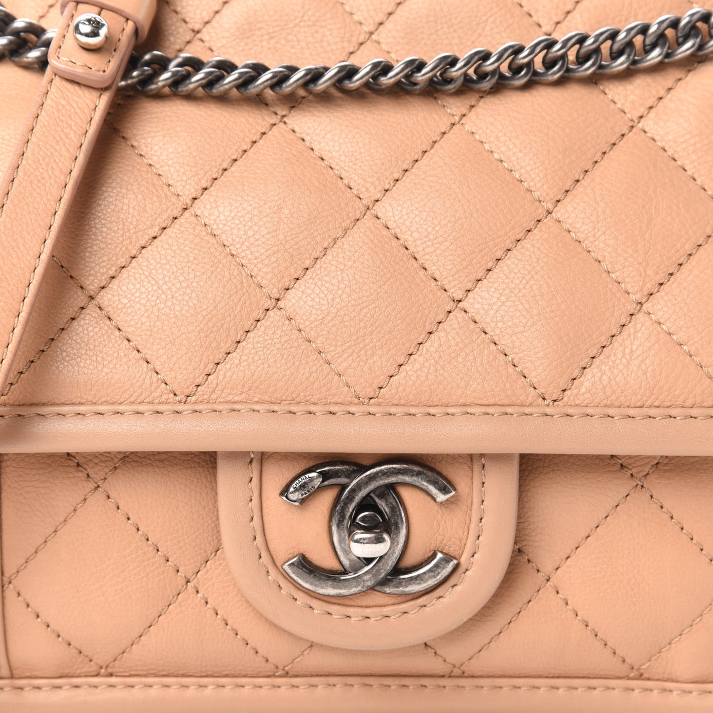 Calfskin Quilted Mini French Riviera Flap Beige
