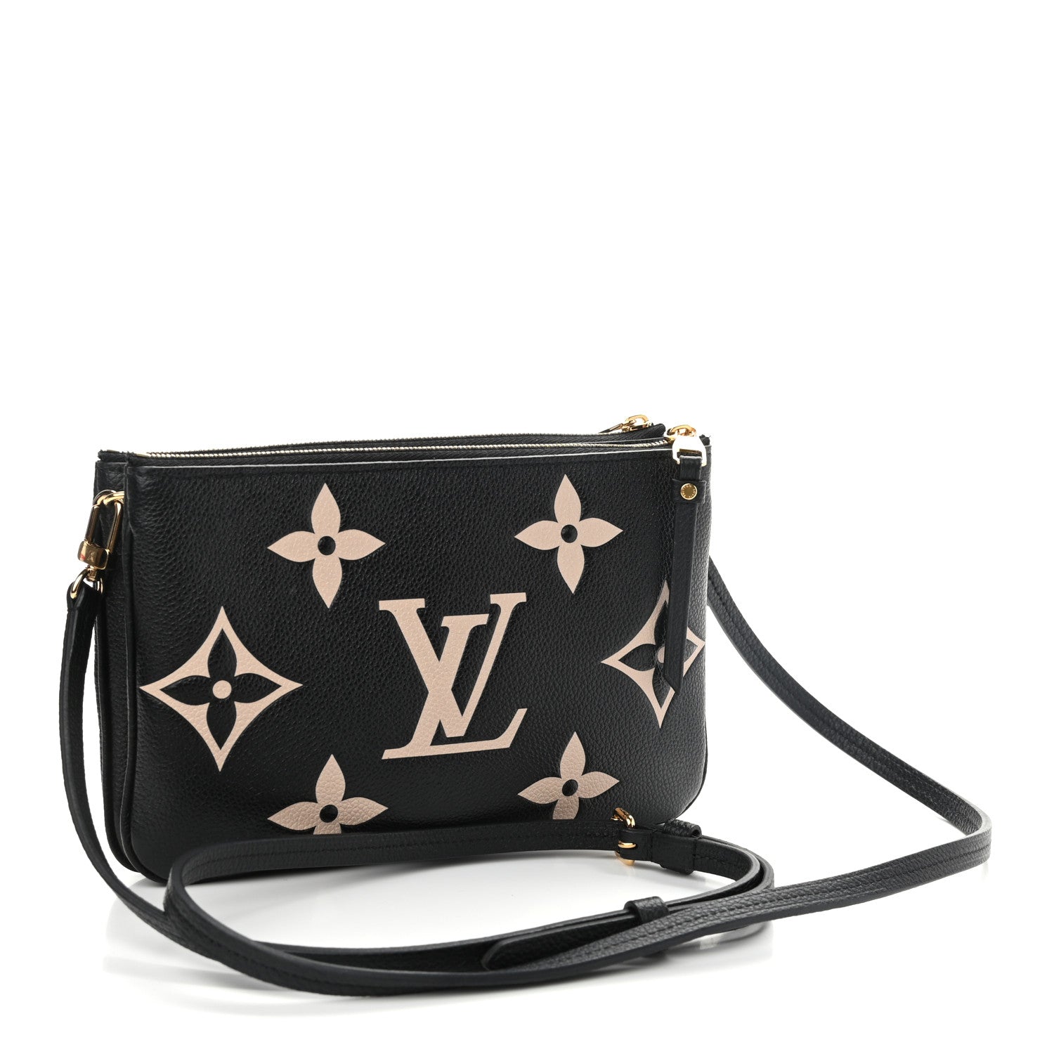 Louis Vuitton Empreinte Monogram Giant Double Zip Pochette Black Cream 3 of 9