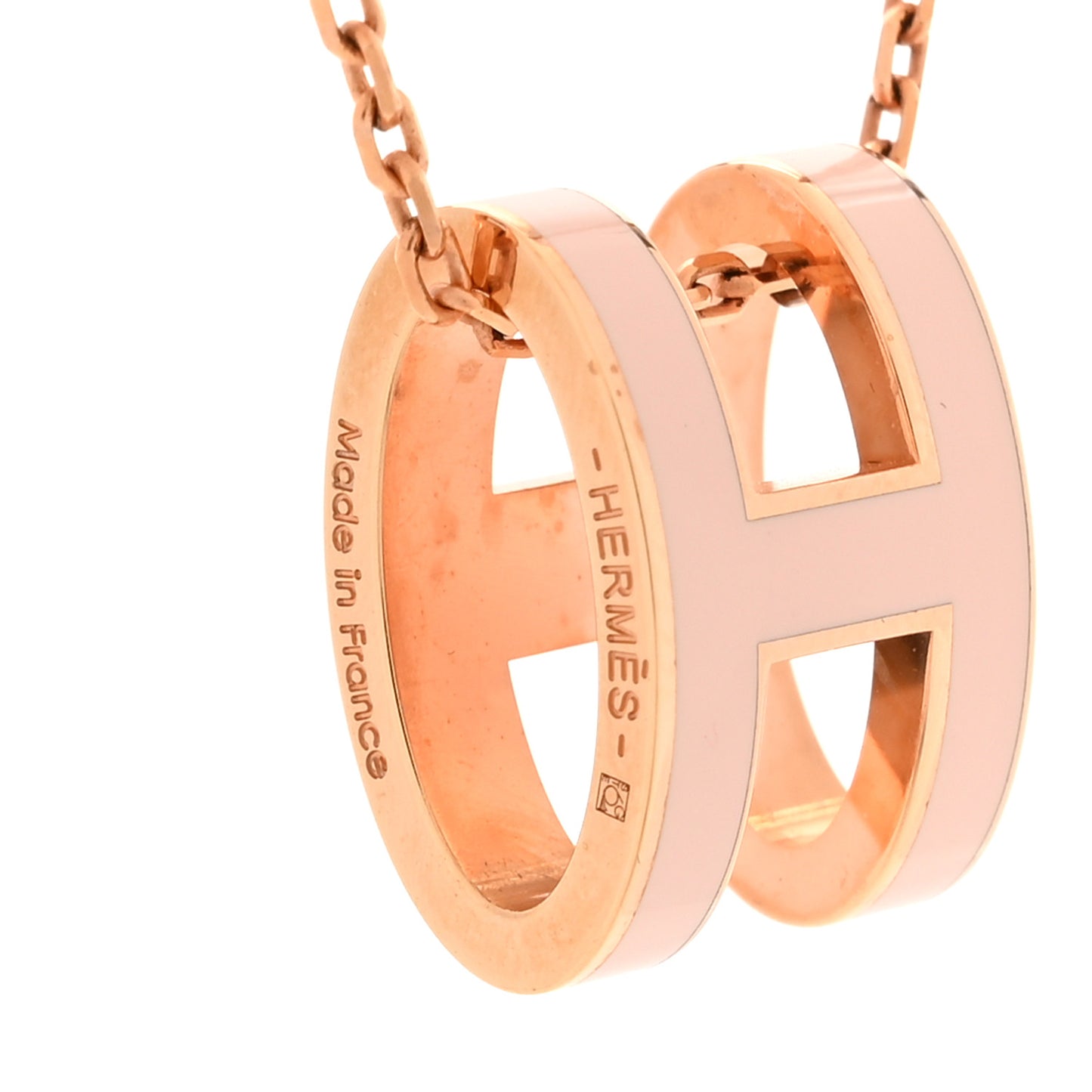 Lacquered Rose Gold Pop H Pendant Necklace Rose Dragee