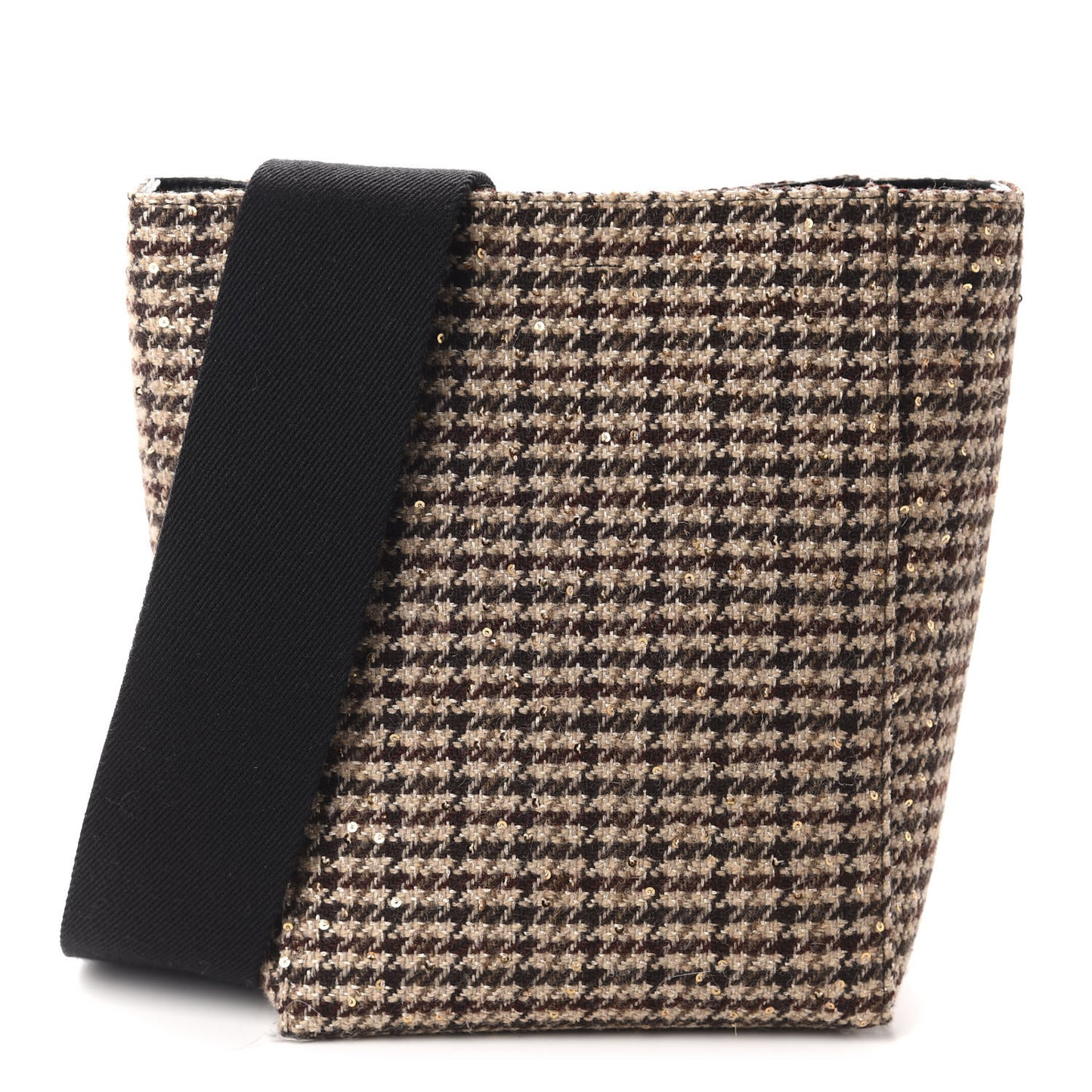 Tweed Small Sangle Bucket Bag Beige