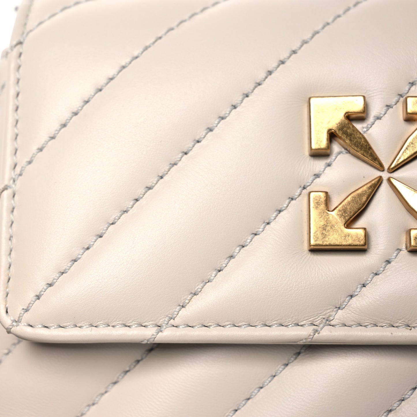 Calfskin Diagonal Quilted Jackhammer 19 Shoulder Bag White