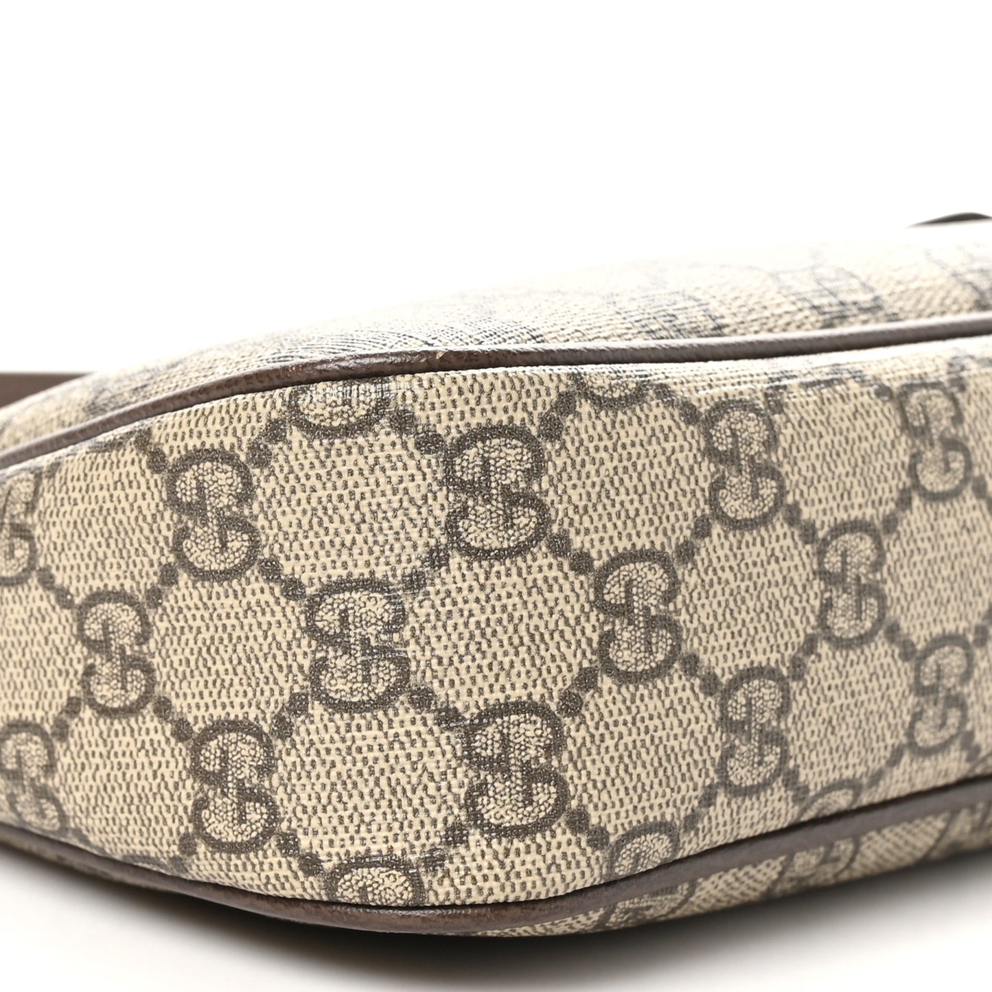 GG Supreme Monogram Textured Dollar Calfskin Small Ophidia Hobo Beige Ebony New Acero