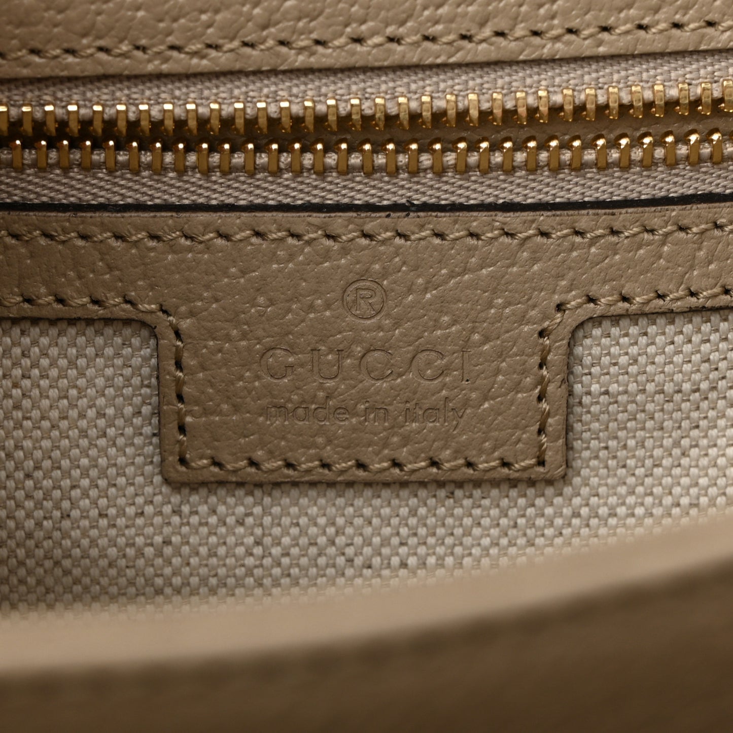 GG Supreme Monogram Textured Dollar Calfskin Web Small Ophidia Padlock Top Handle Bag Beige Mystic White Oatmeal