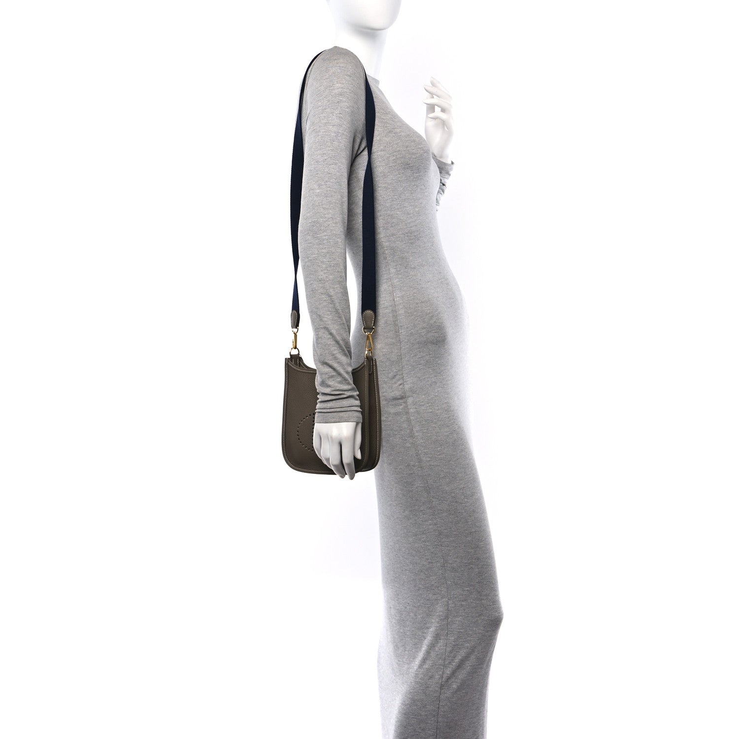 Hermes Taurillon Clemence Amazone Evelyne TPM Etoupe Bleu Indigo 2 of 10