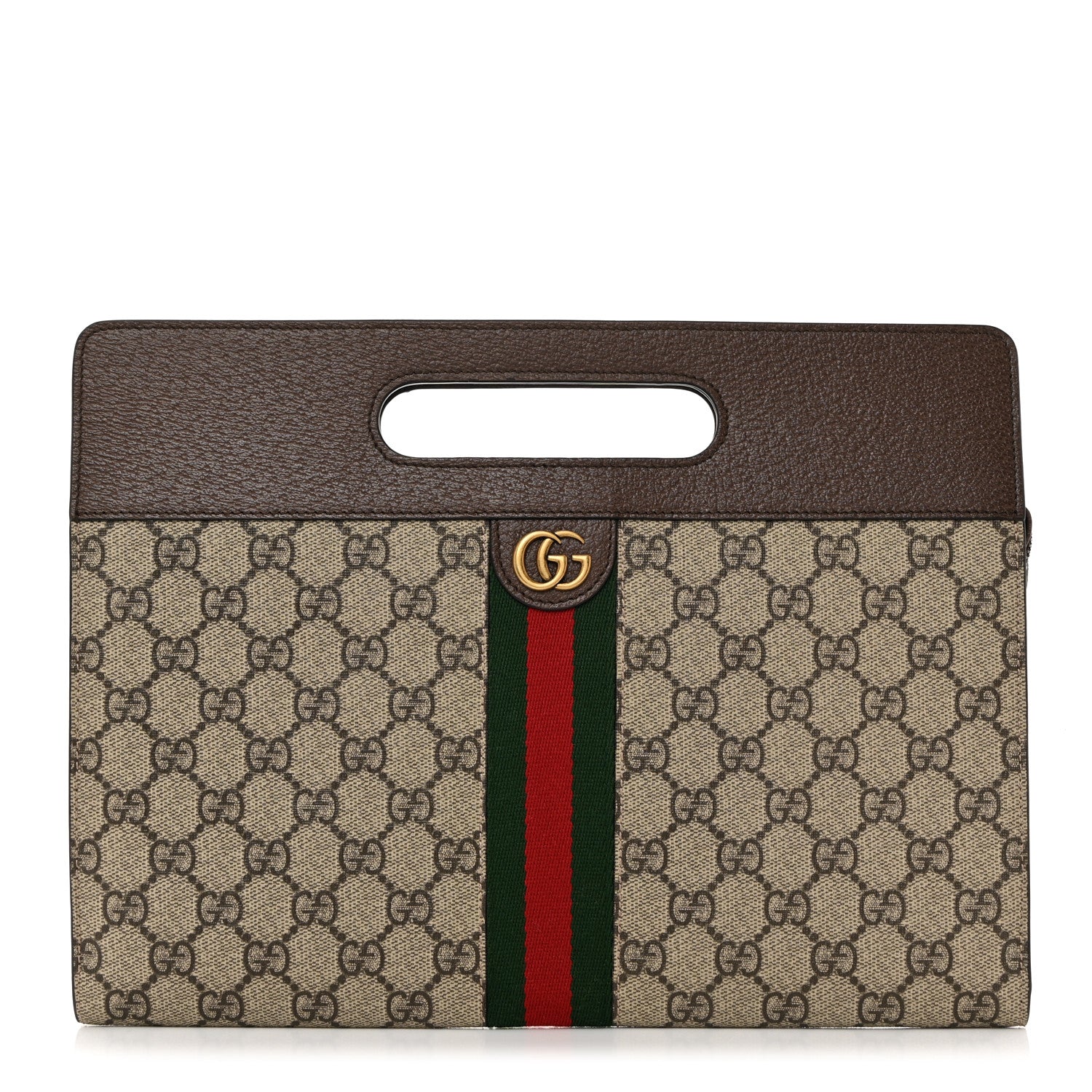 Gucci GG Supreme Monogram Textured Dollar Calfskin Web Ophidia Slip Handle Tote Beige Ebony New Acero 1 of 8