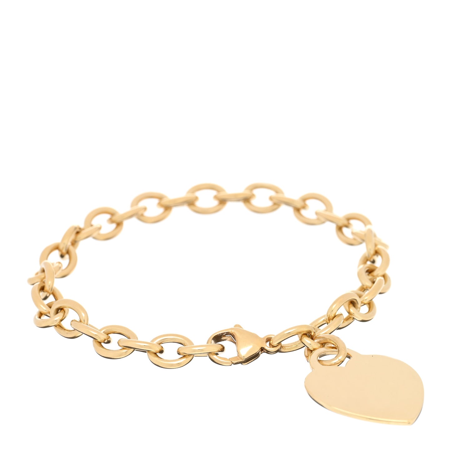 18K Yellow Gold Heart Tag Charm Bracelet