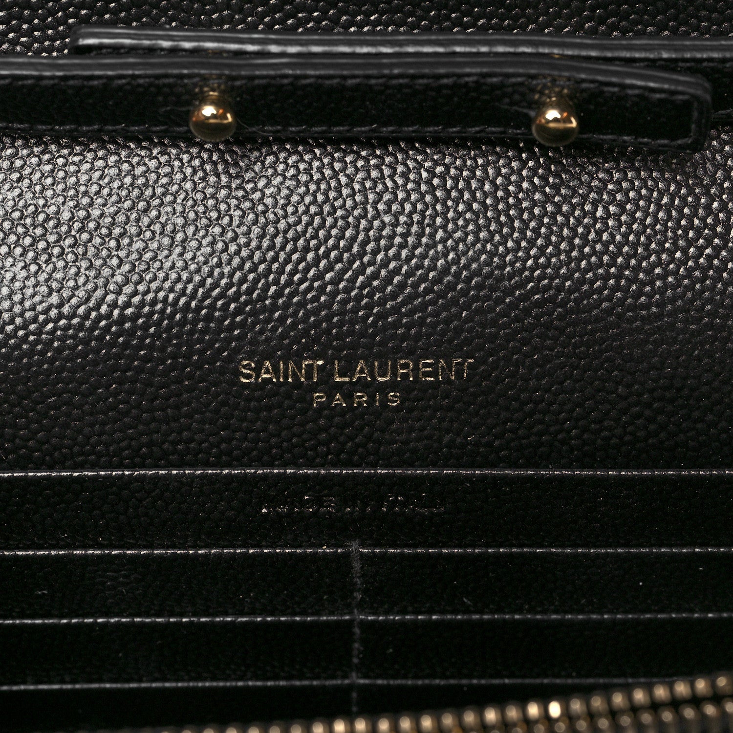 Saint Laurent Grain De Poudre Matelasse Chevron Monogram Chain Wallet Black 6 of 9