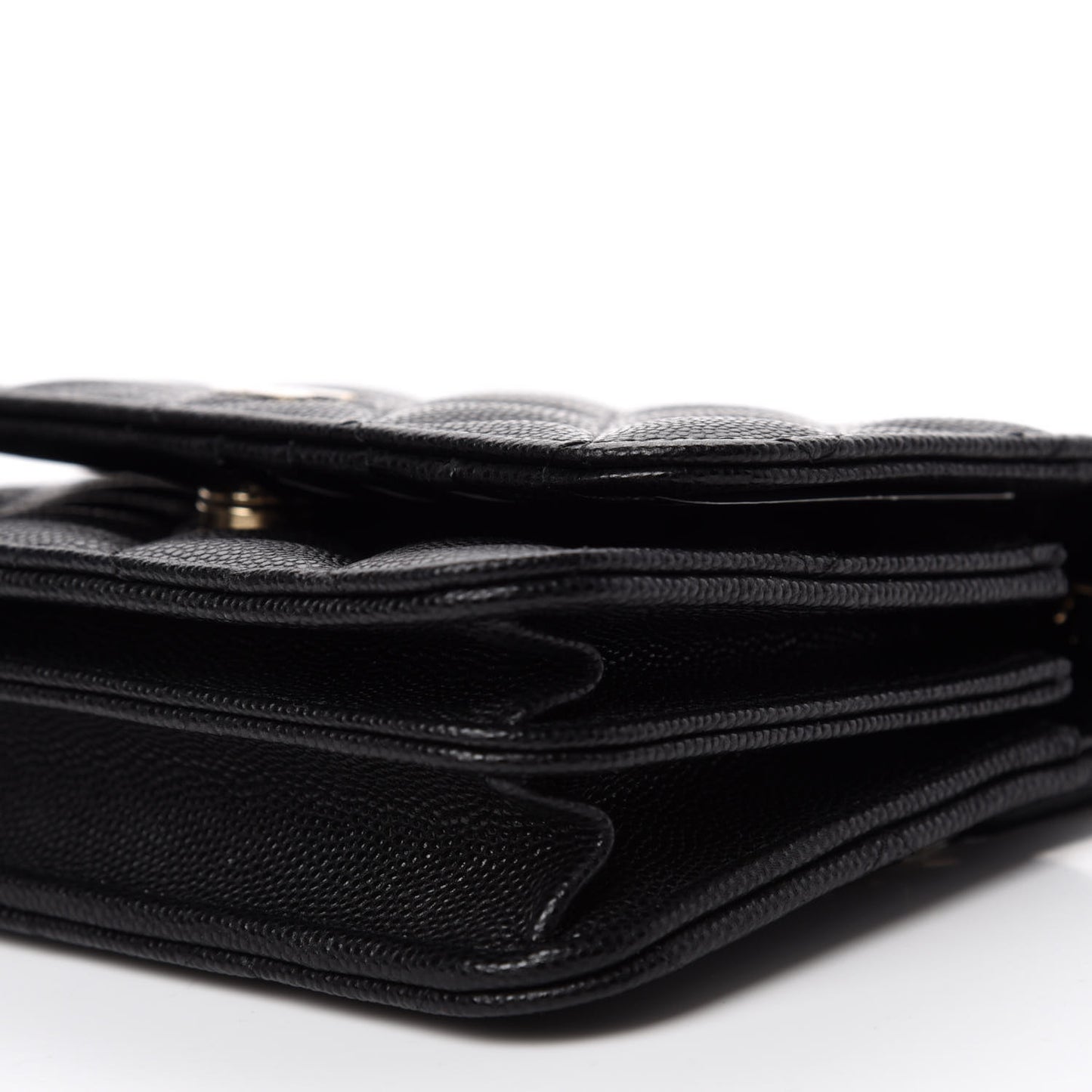 Caviar Quilted Mini Wallet On Chain WOC Black