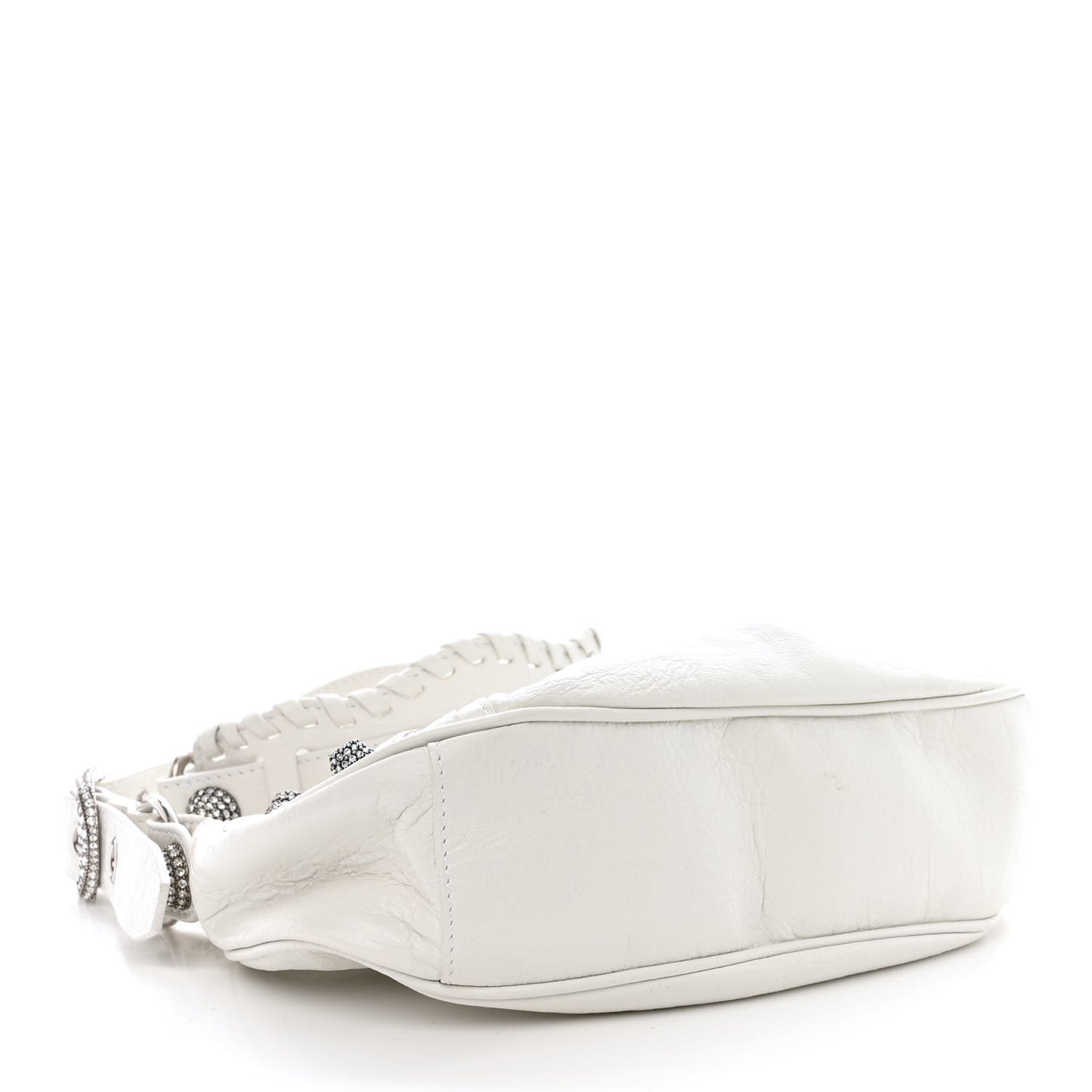 Agneau Arena Crystal Le Cagole Shoulder Bag XS Optic White