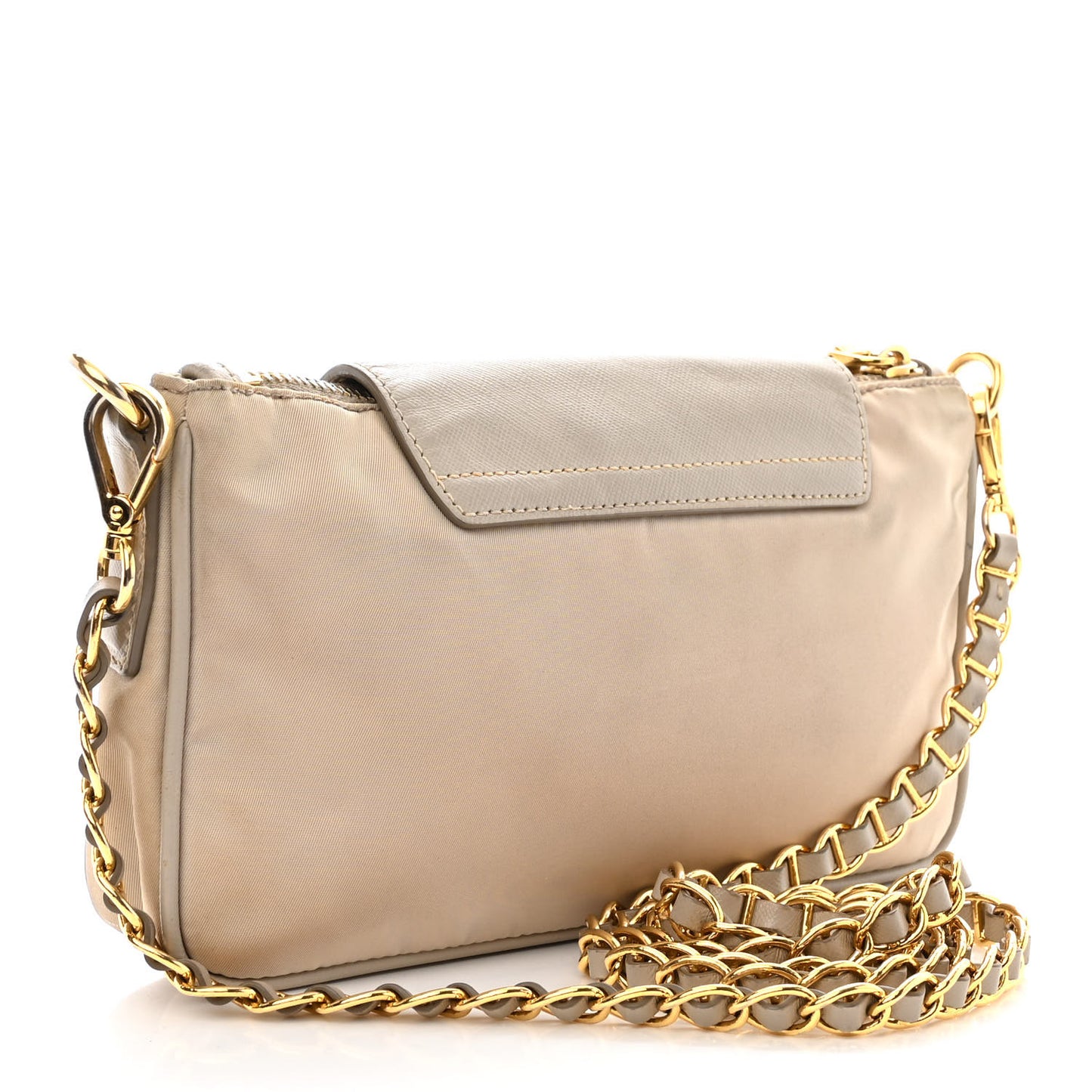 Tessuto Nylon Saffiano Crossbody Bag Talco