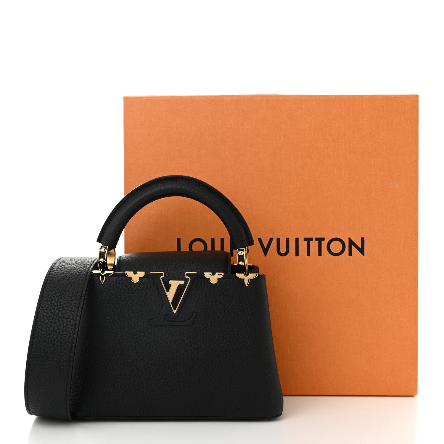 Louis Vuitton Taurillon Embellished Flower Crown Capucines Mini Black 10 of 10