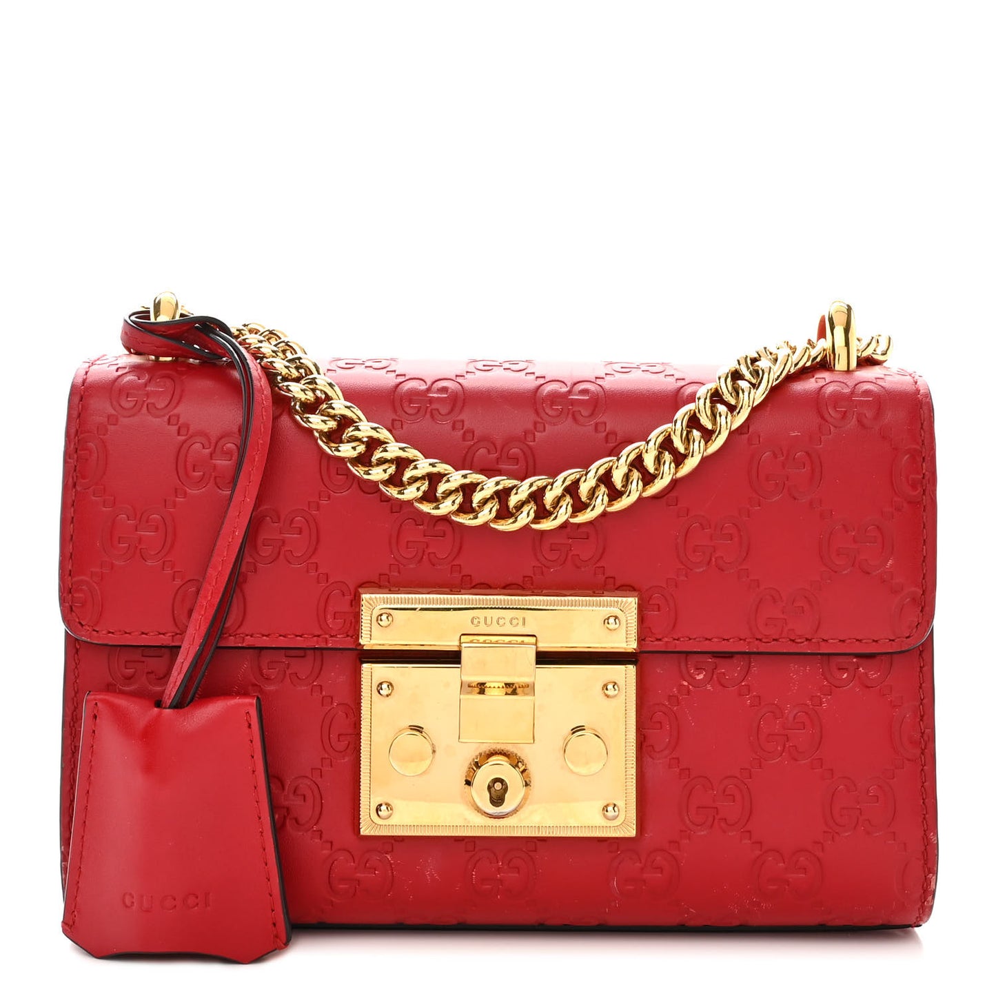 Guccissima Small Padlock Shoulder Bag Hibiscus Red