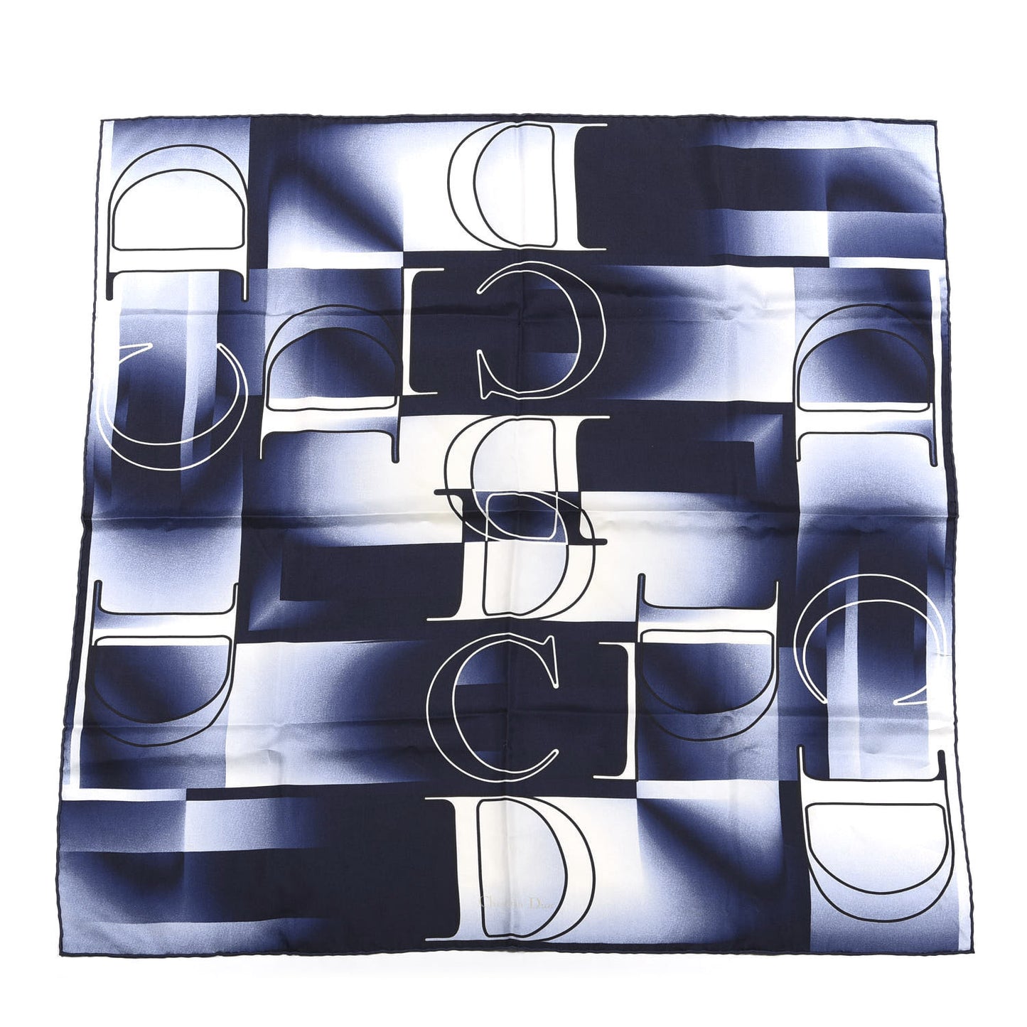 Silk CD Square Scarf Navy White