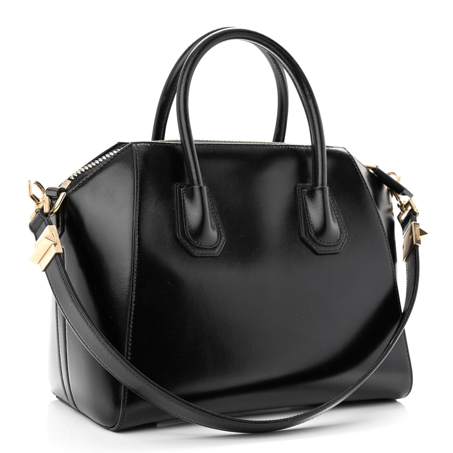 Shiny Lord Calfskin Small Antigona Black