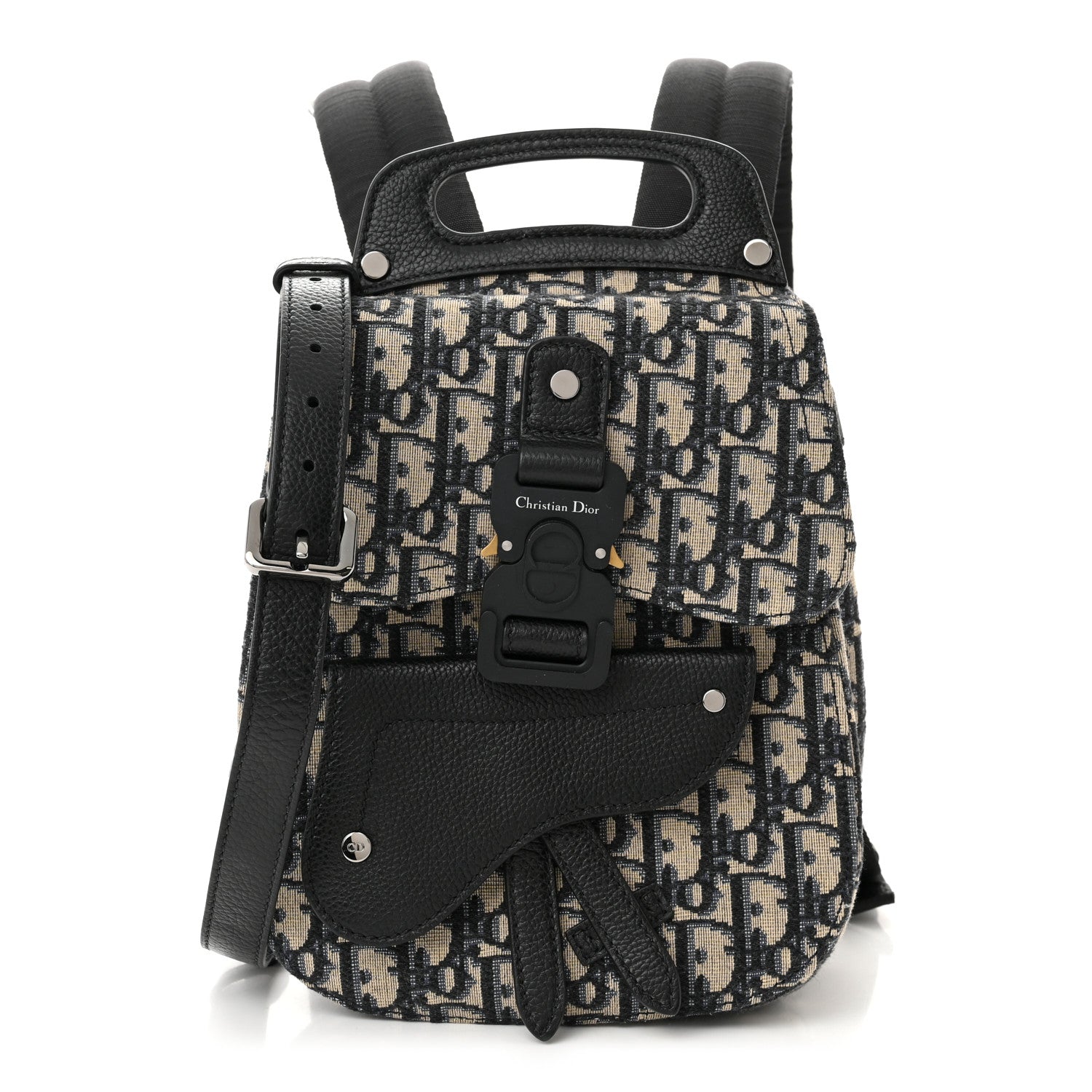 Christian Dior HOMME Oblique Calfskin Mens Mini Saddle Backpack Navy Blue 1 of 10