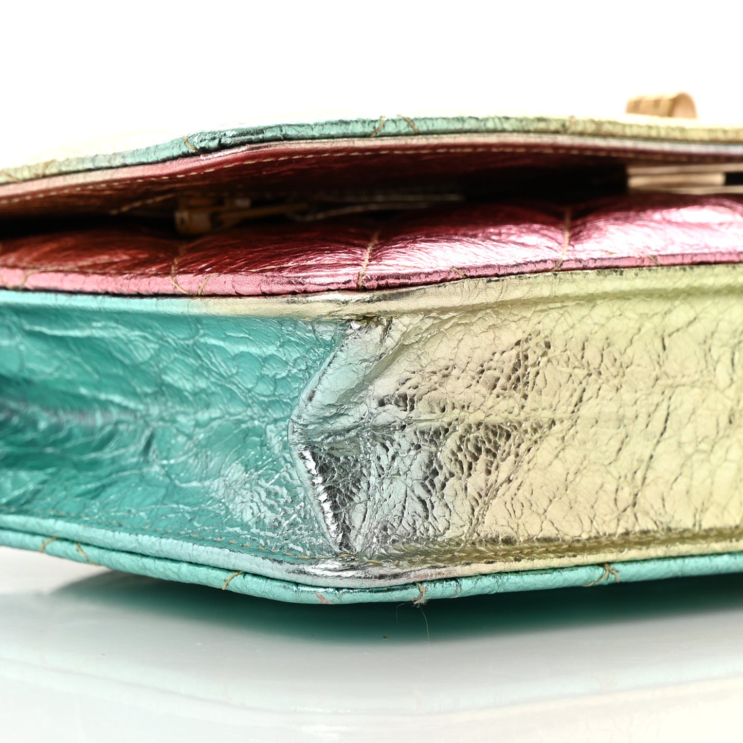 Metallic Goatskin Quilted 2.55 Reissue Wallet on Chain WOC Multicolor
