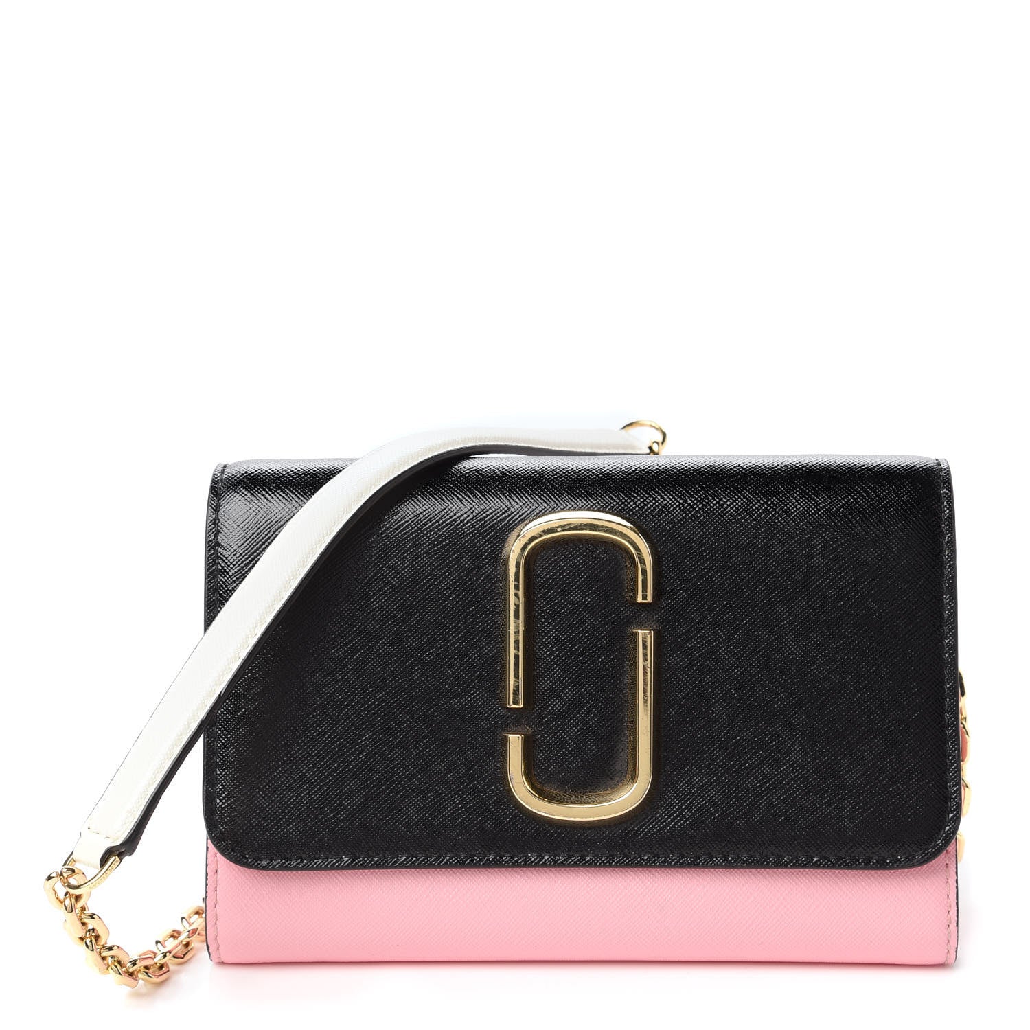 Marc Jacobs Saffino Snapshot Wallet on Chain Black Baby Pink 1 of 11