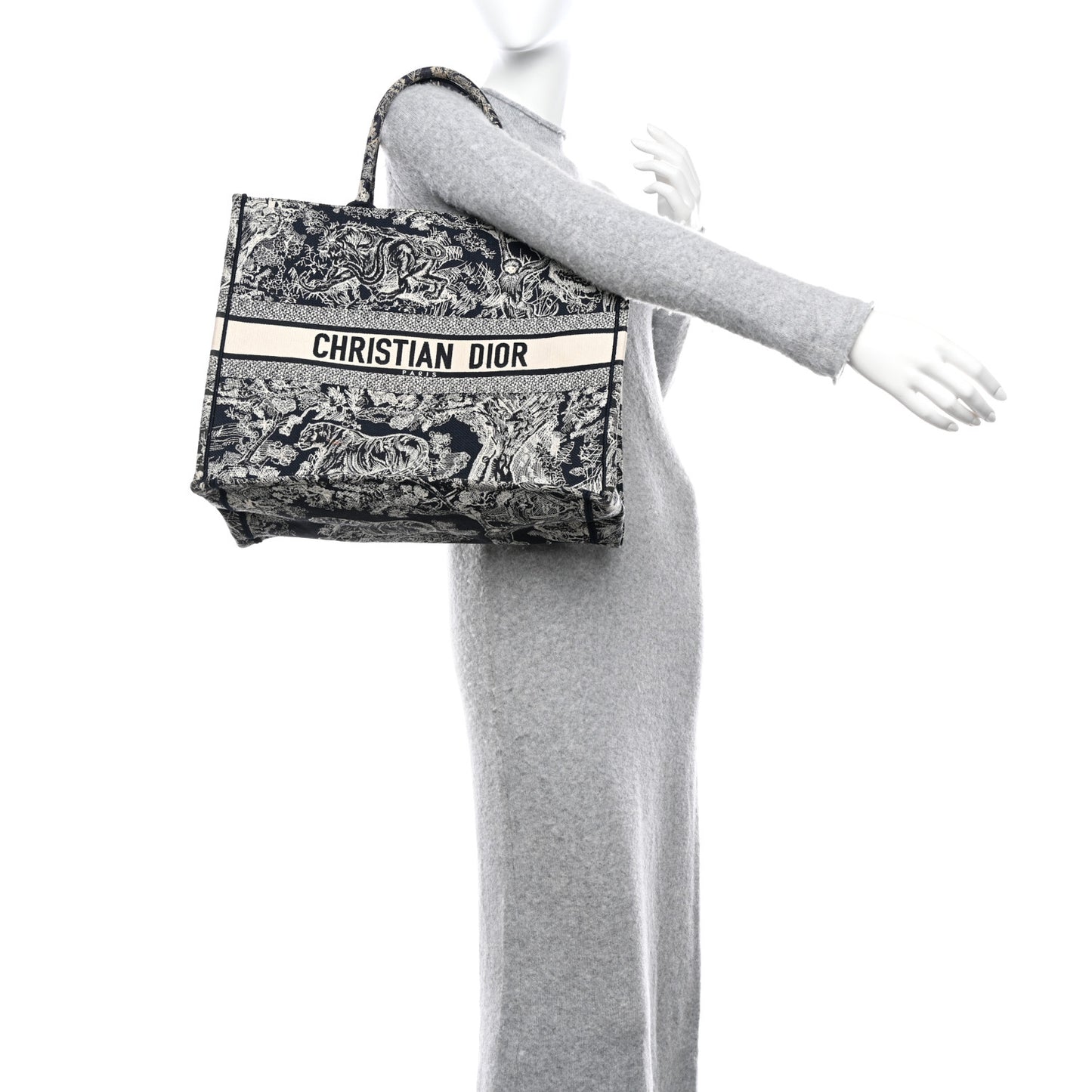 Canvas Embroidered Large Dioriviera Toile De Jouy Reverse Book Tote Blue