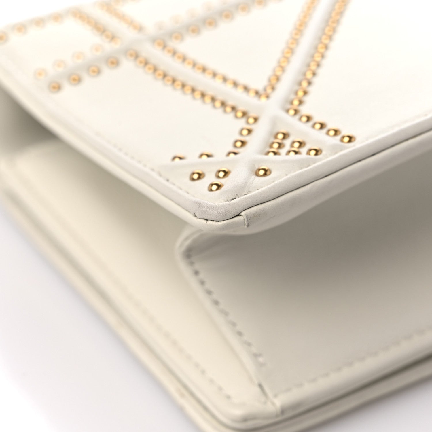 Christian Dior Lambskin Studded Medium Diorama Flap Bag Latte 9 of 12